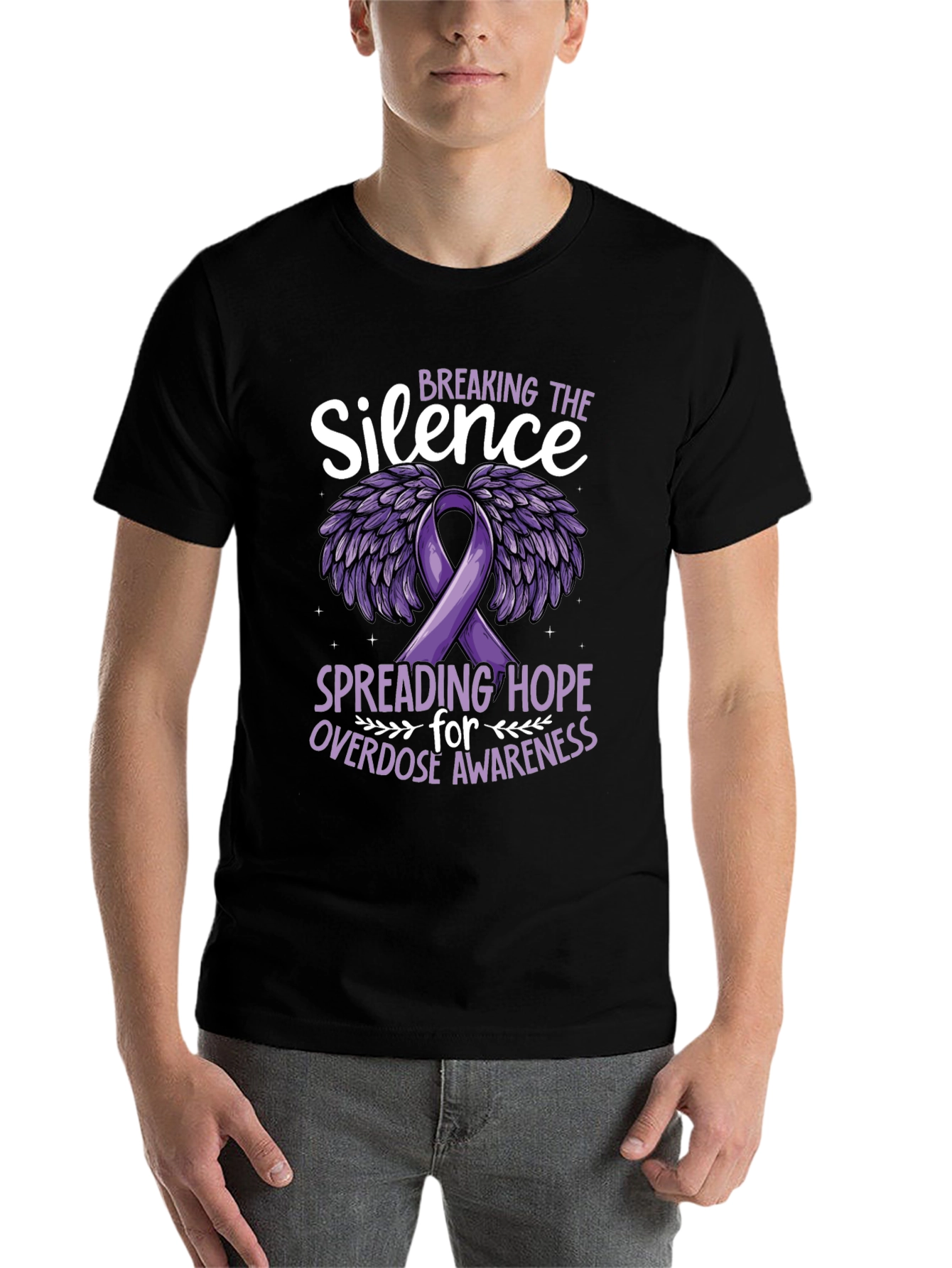 Black Breaking the Silence Overdose Awareness T-Shirt view 7