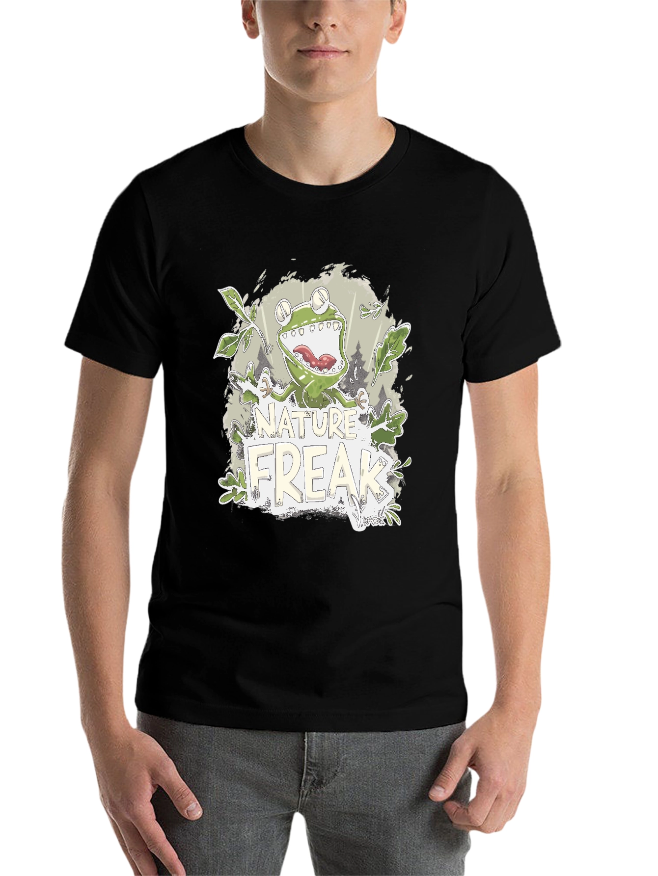 Black Nature Freak Frog Graphic T-Shirt view 7