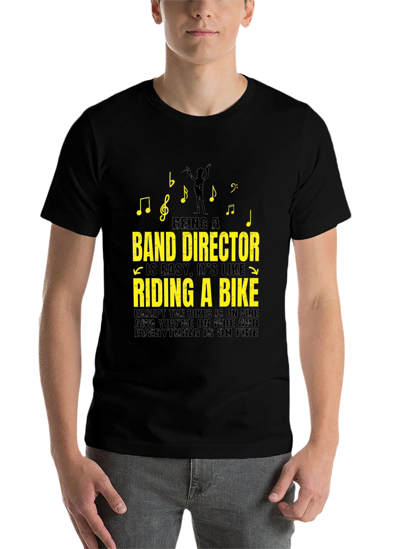 Black Band Director T-Shirt - Riding a Bike On Fire view 7