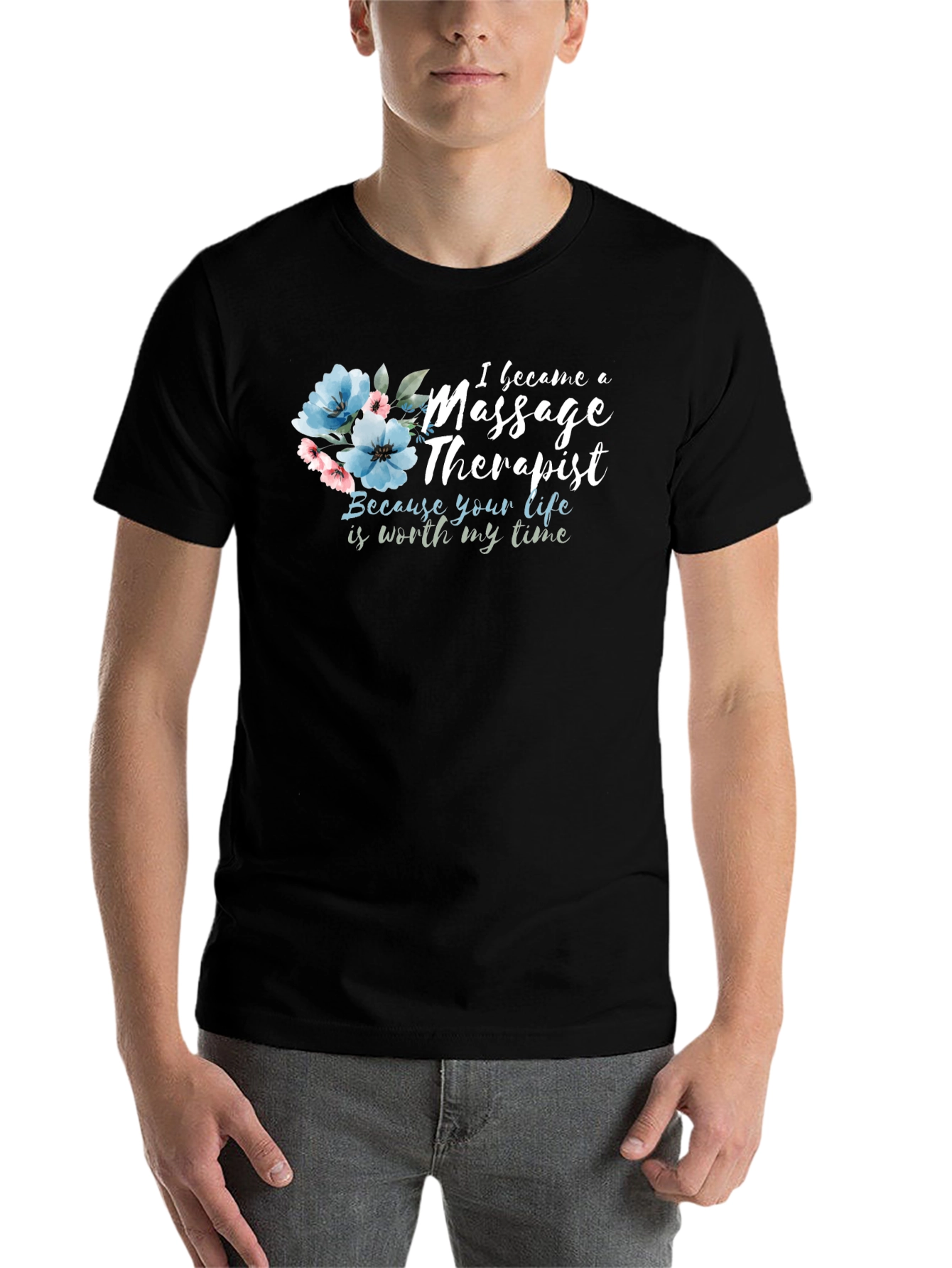 Black Massage Therapist Floral Tee - Worth My Time view 7