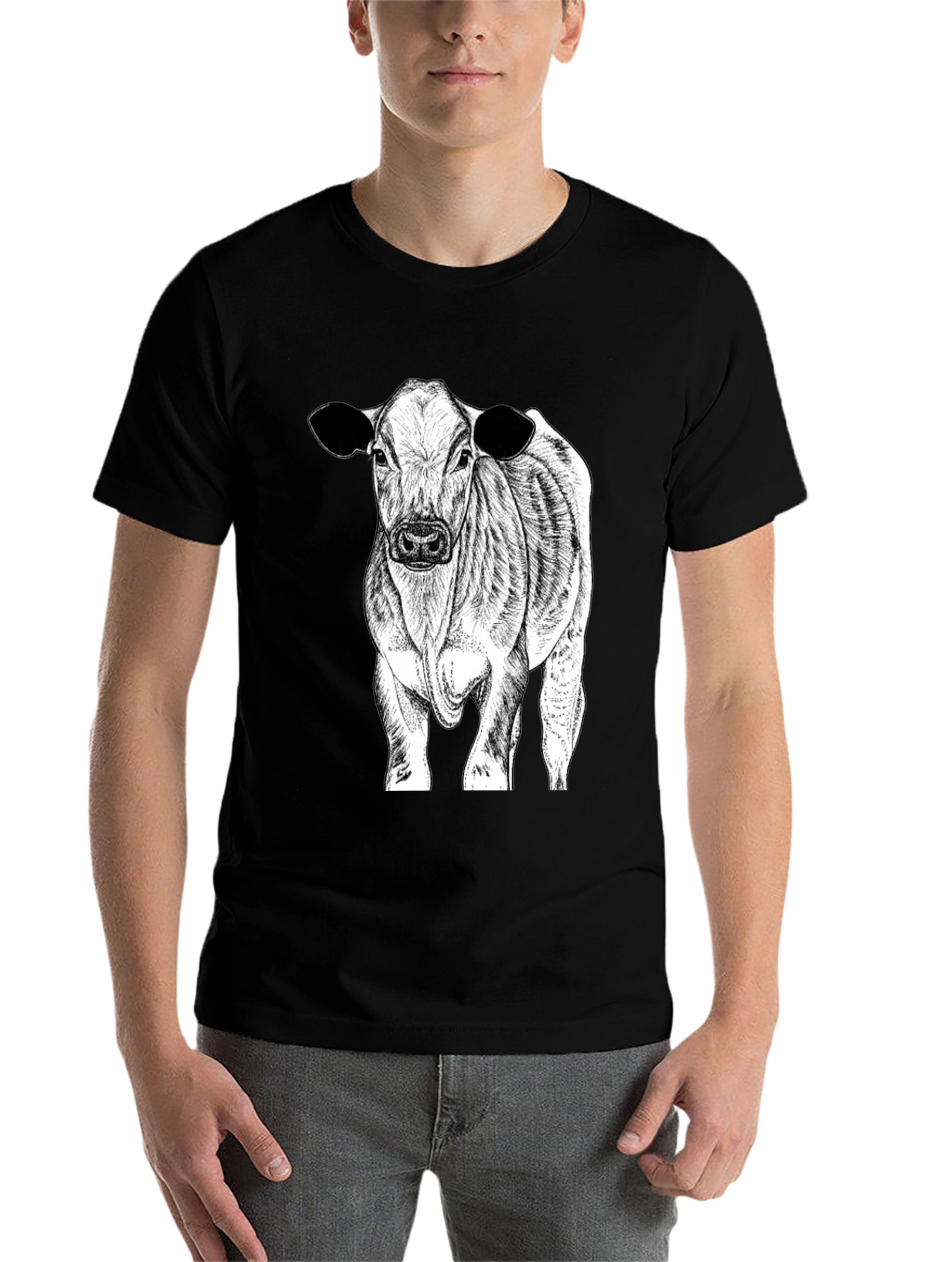 Black Cow Graphic Tee - Black Cotton Blend view 7