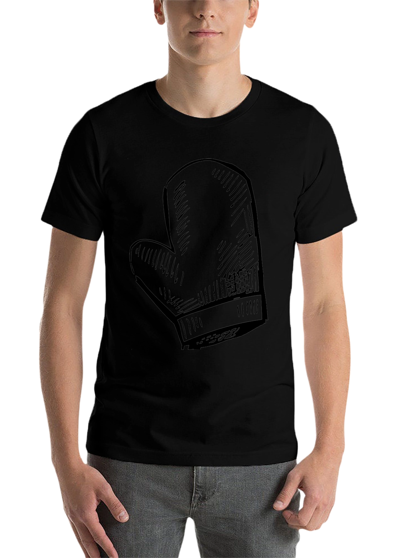 Black Chef's Oven Mitt Graphic Tee - Black Cotton T-Shirt view 7