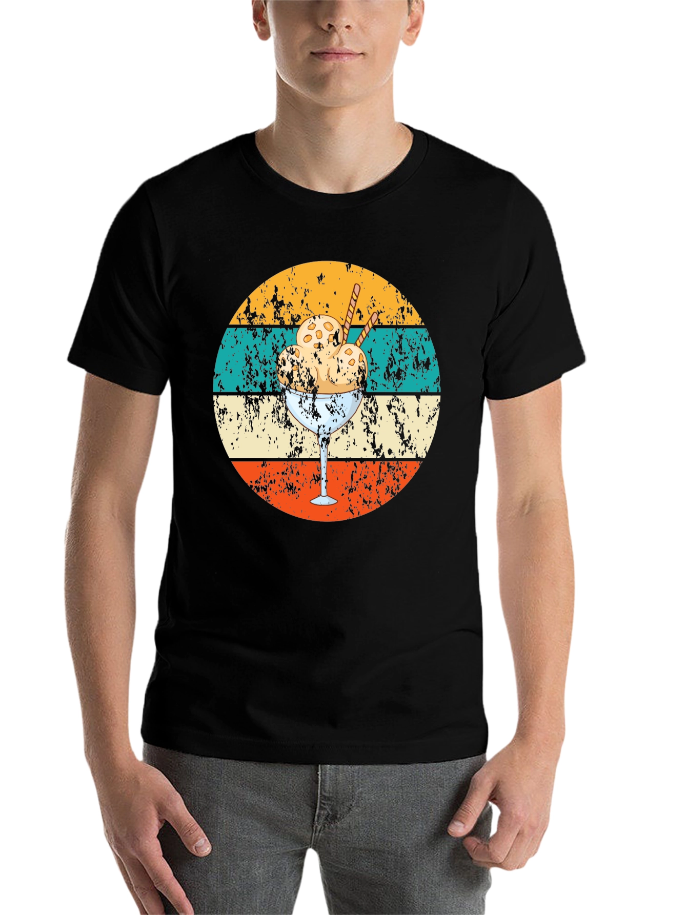 Black Retro Ice Cream T-Shirt - Cool Summer Style view 7