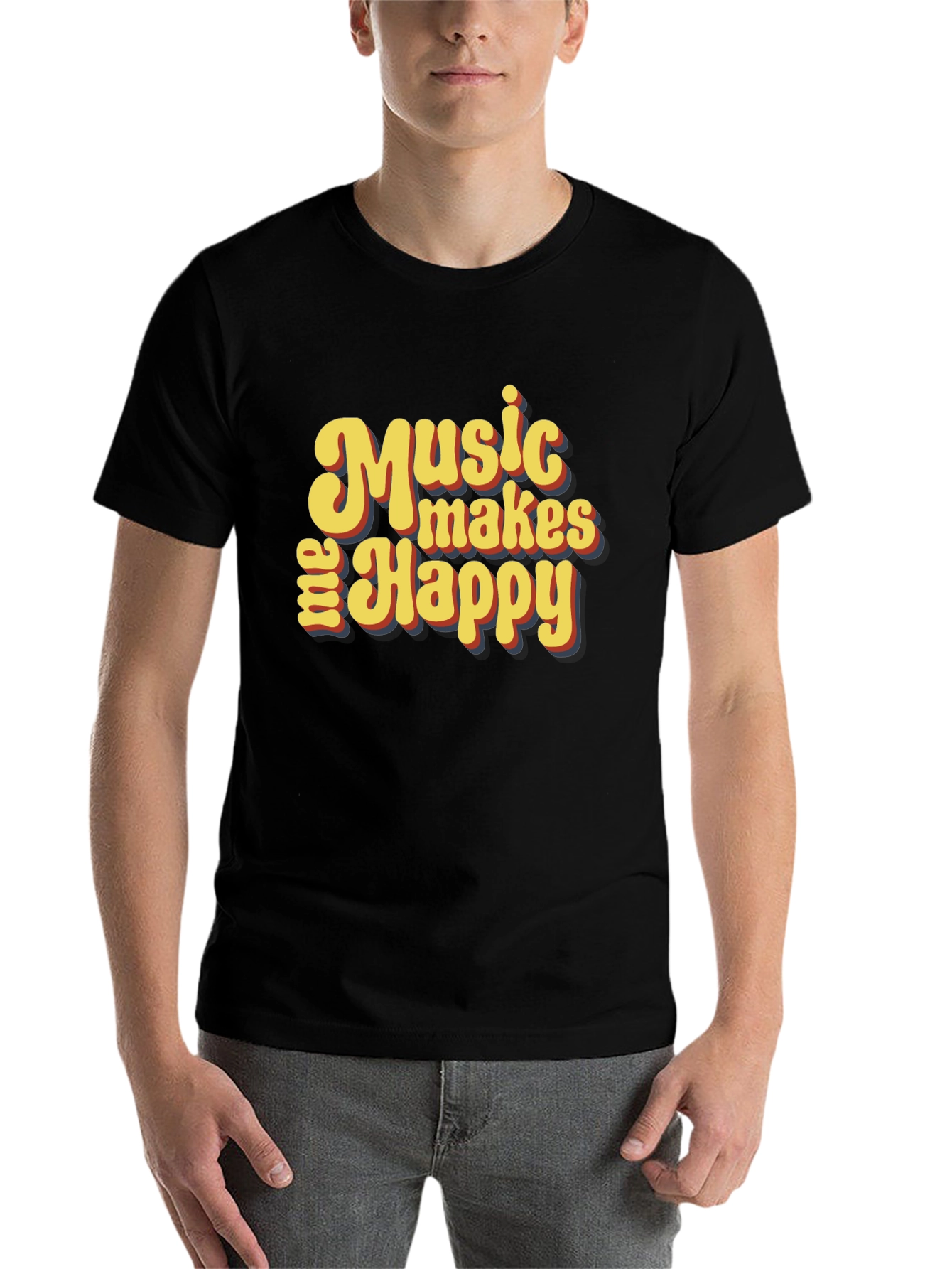 Music Makes Me Happy Graphic T-Shirt - Retro Style - 7