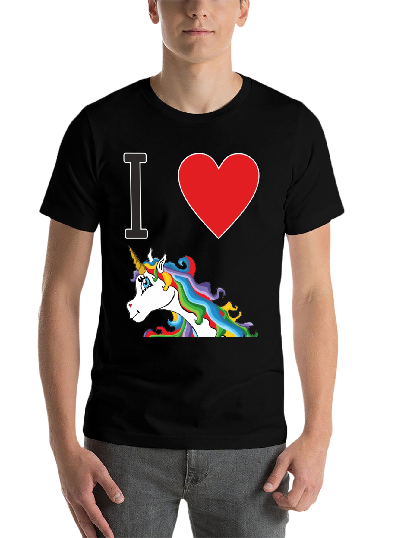 Black I Heart Unicorn Black T-Shirt view 7