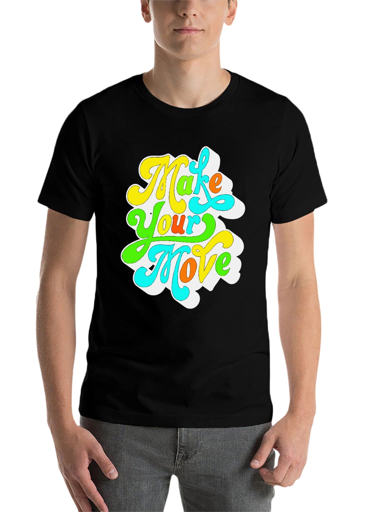 Black Make Your Move Retro Graphic T-Shirt view 7