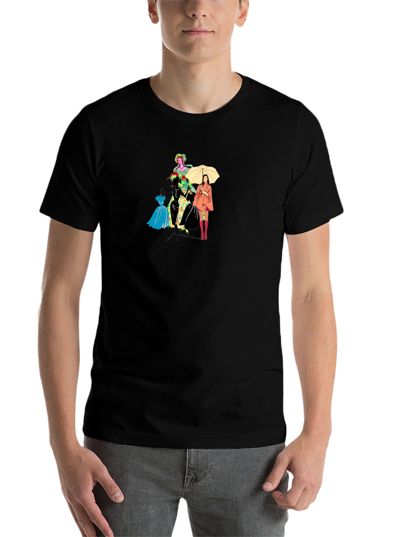Stylish Black T-Shirt with Fashion Illustration - 7