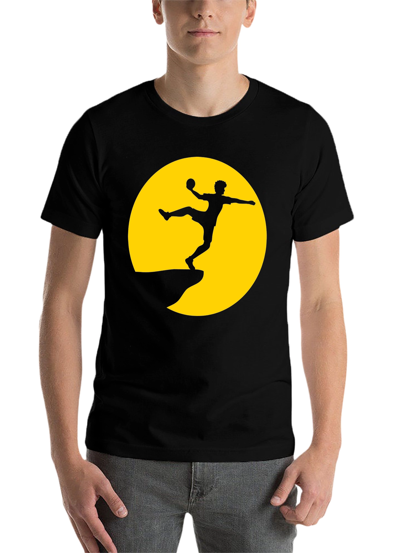 Black Silhouette Soccer Player Graphic Tee view 7