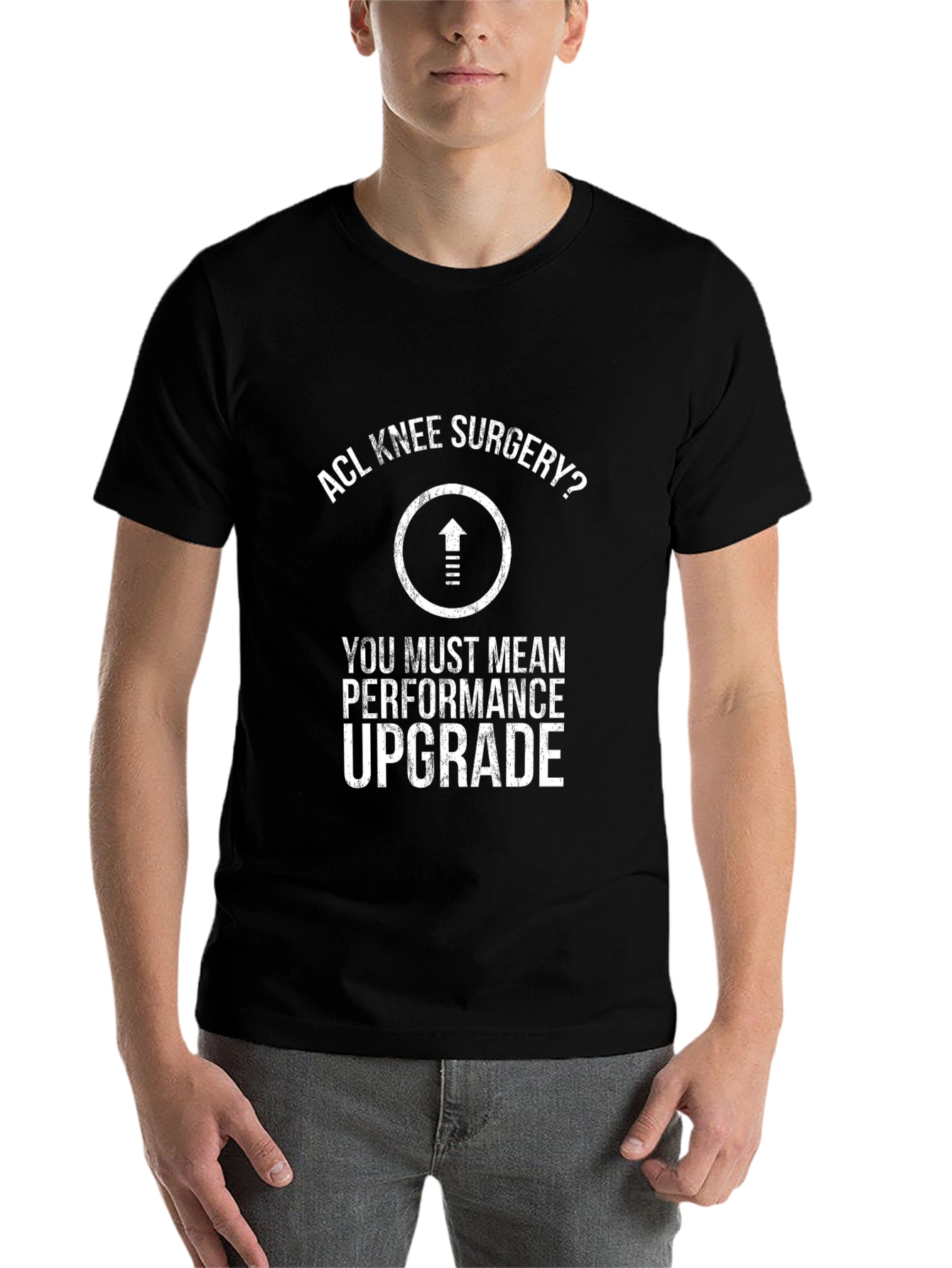 Black ACL Knee Surgery Performance Upgrade T-Shirt view 7