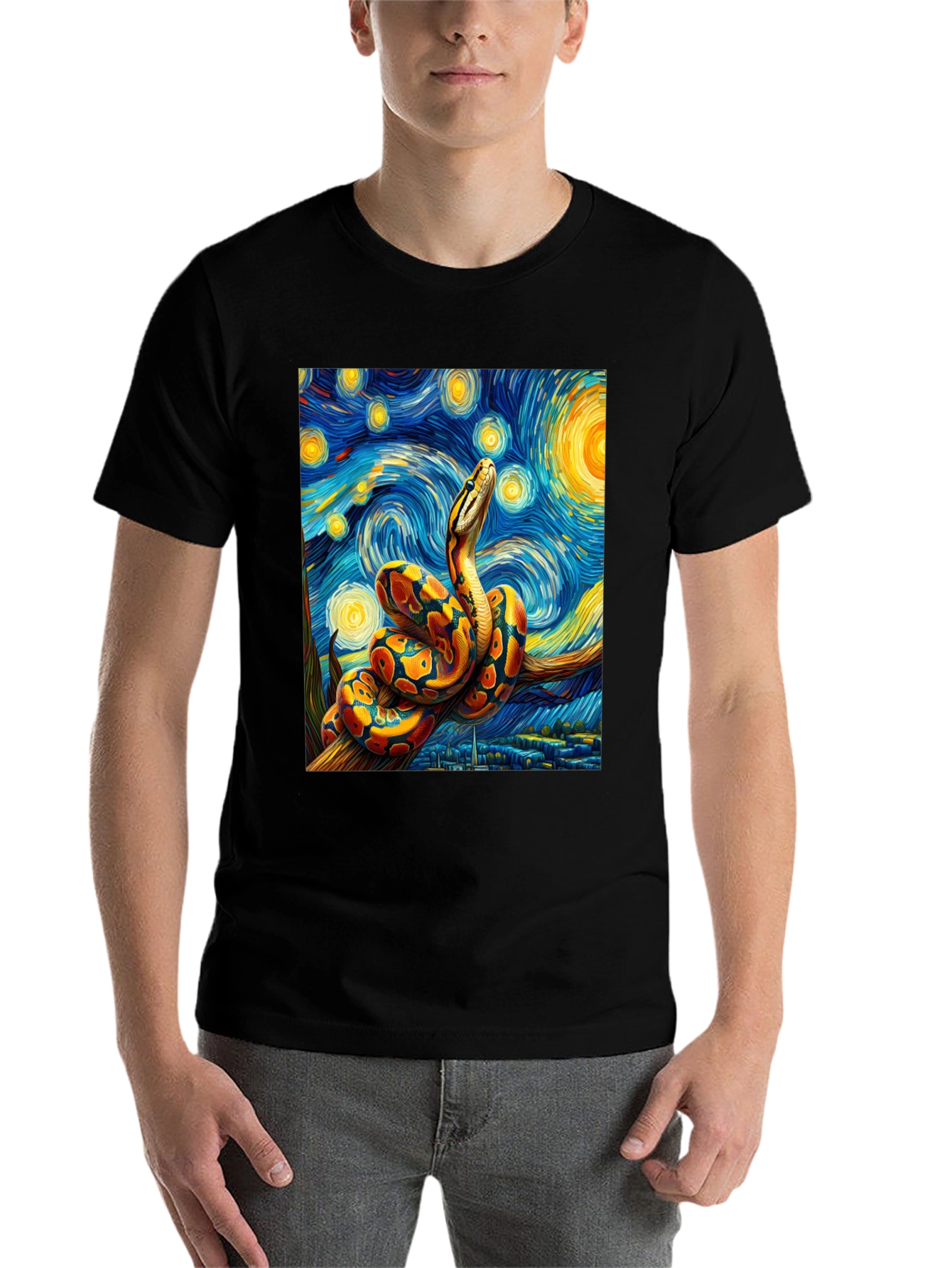 Black Starry Night Snake T-Shirt view 7