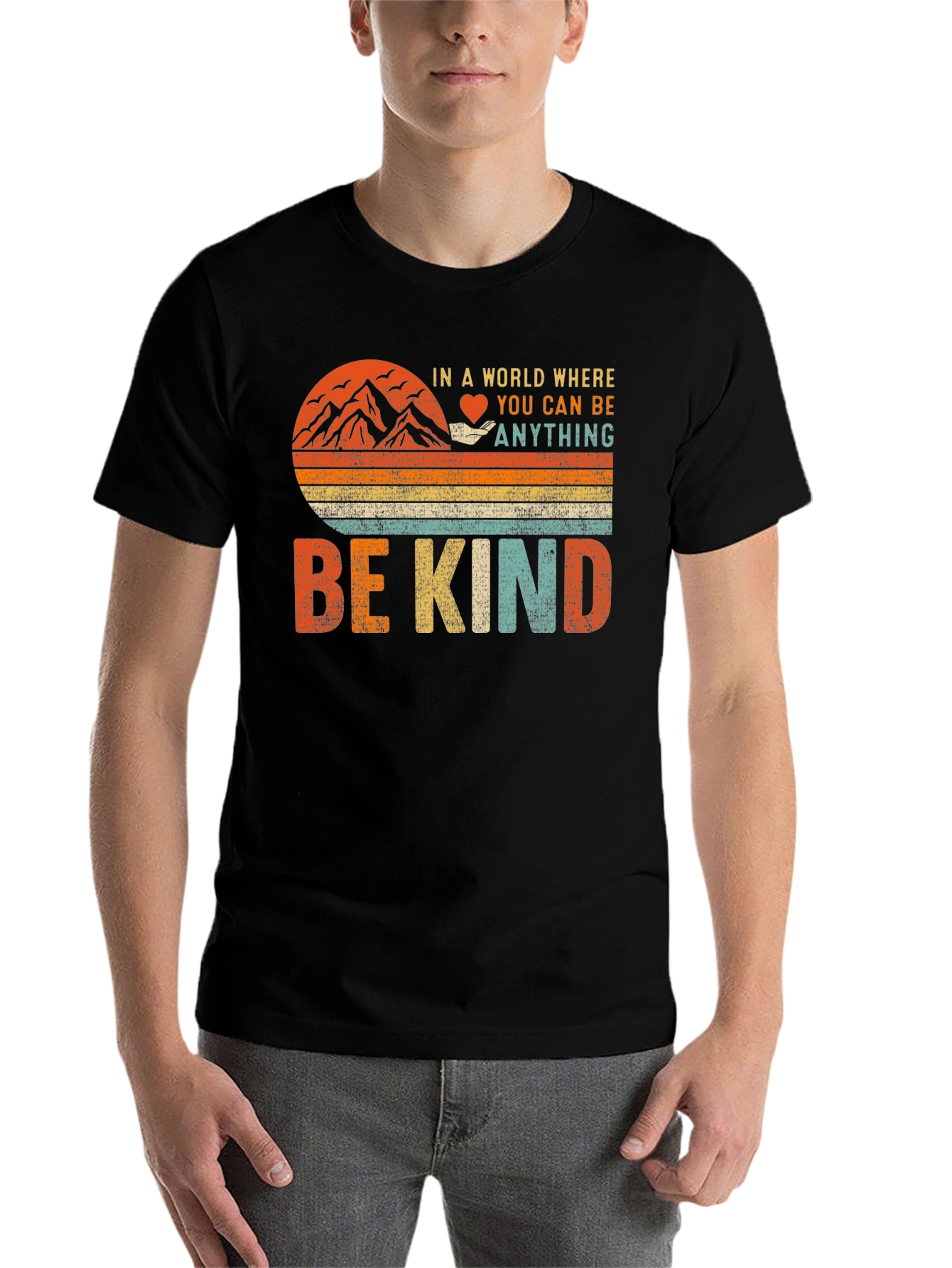 Black Be Kind Graphic T-Shirt - Inspiring Vintage Design view 7