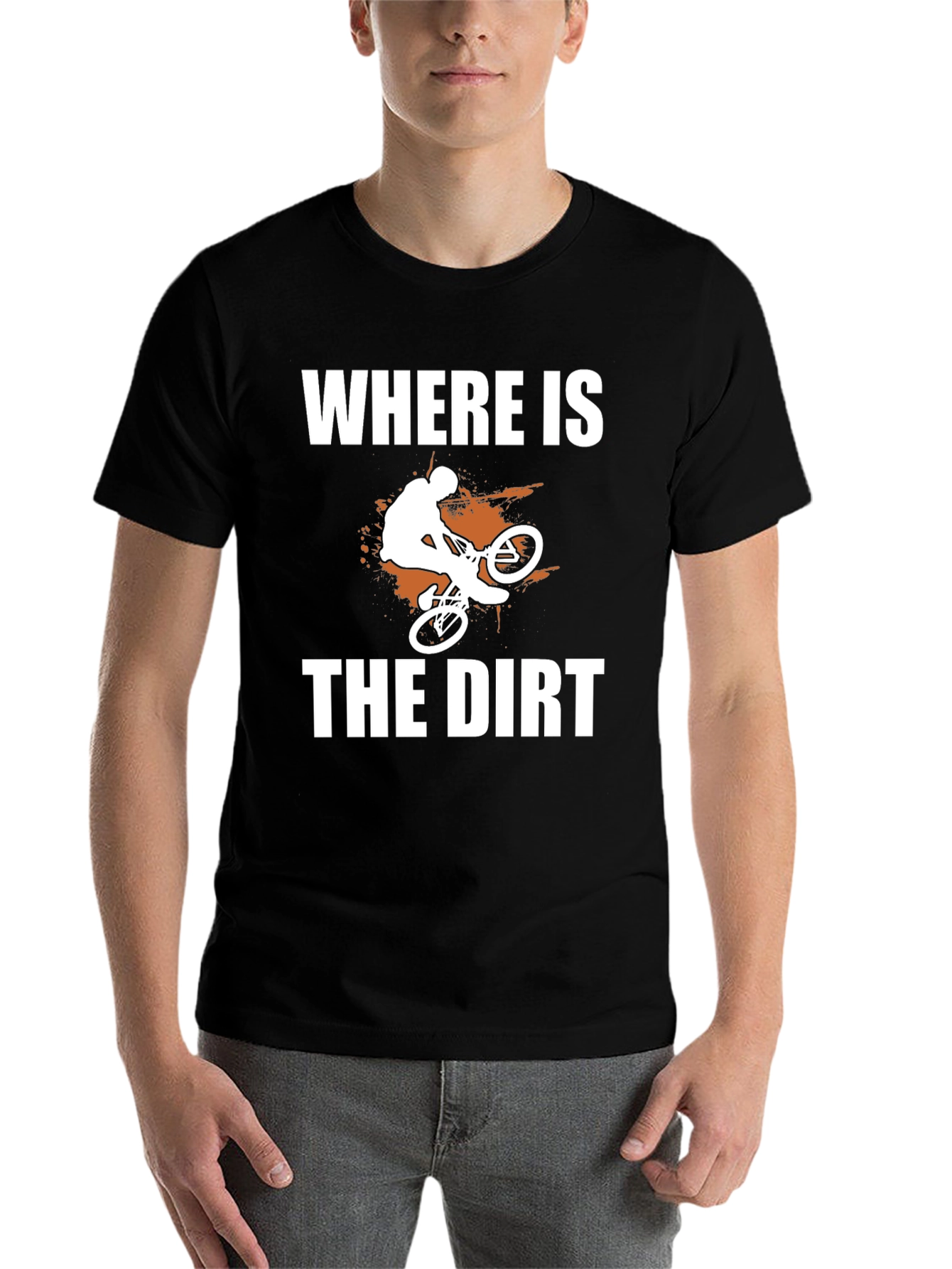 Black Where is the Dirt? Mountain Bike Graphic Tee view 7