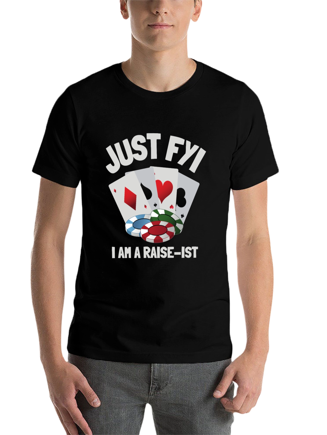 Black Poker Raise-ist Funny Graphic T-Shirt view 7