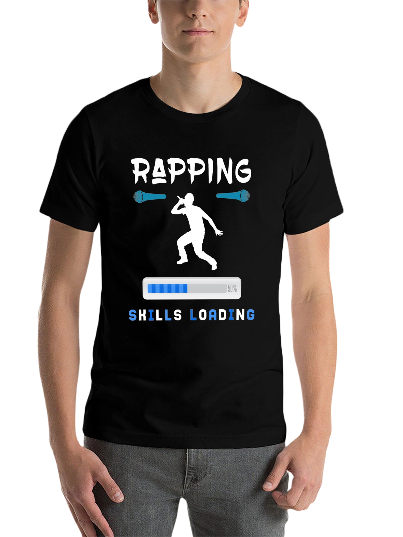 Black Rapping Skills Loading Graphic T-Shirt view 7