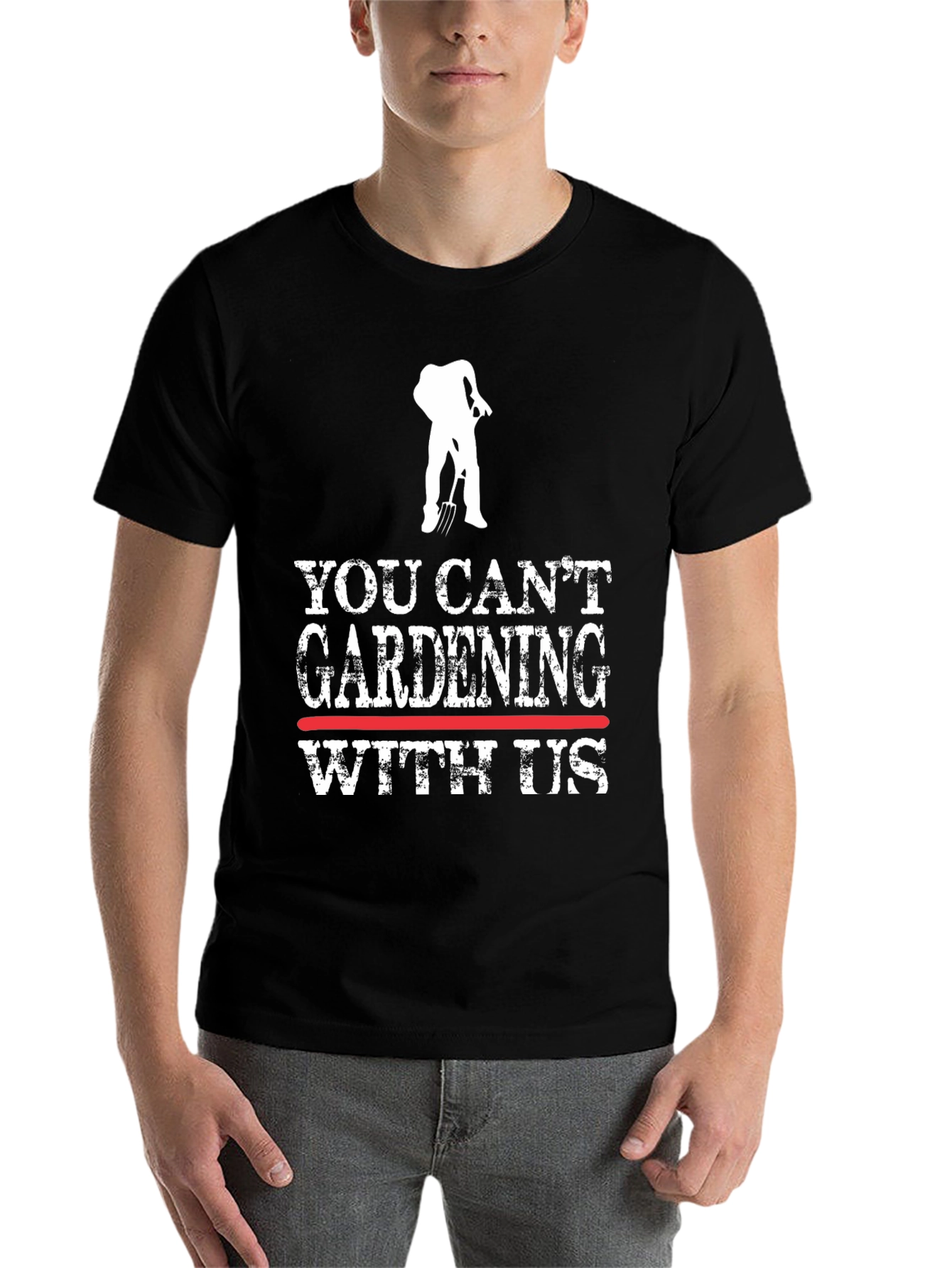 Black Funny Gardening T-Shirt - "You Can't Gardening With Us" view 7