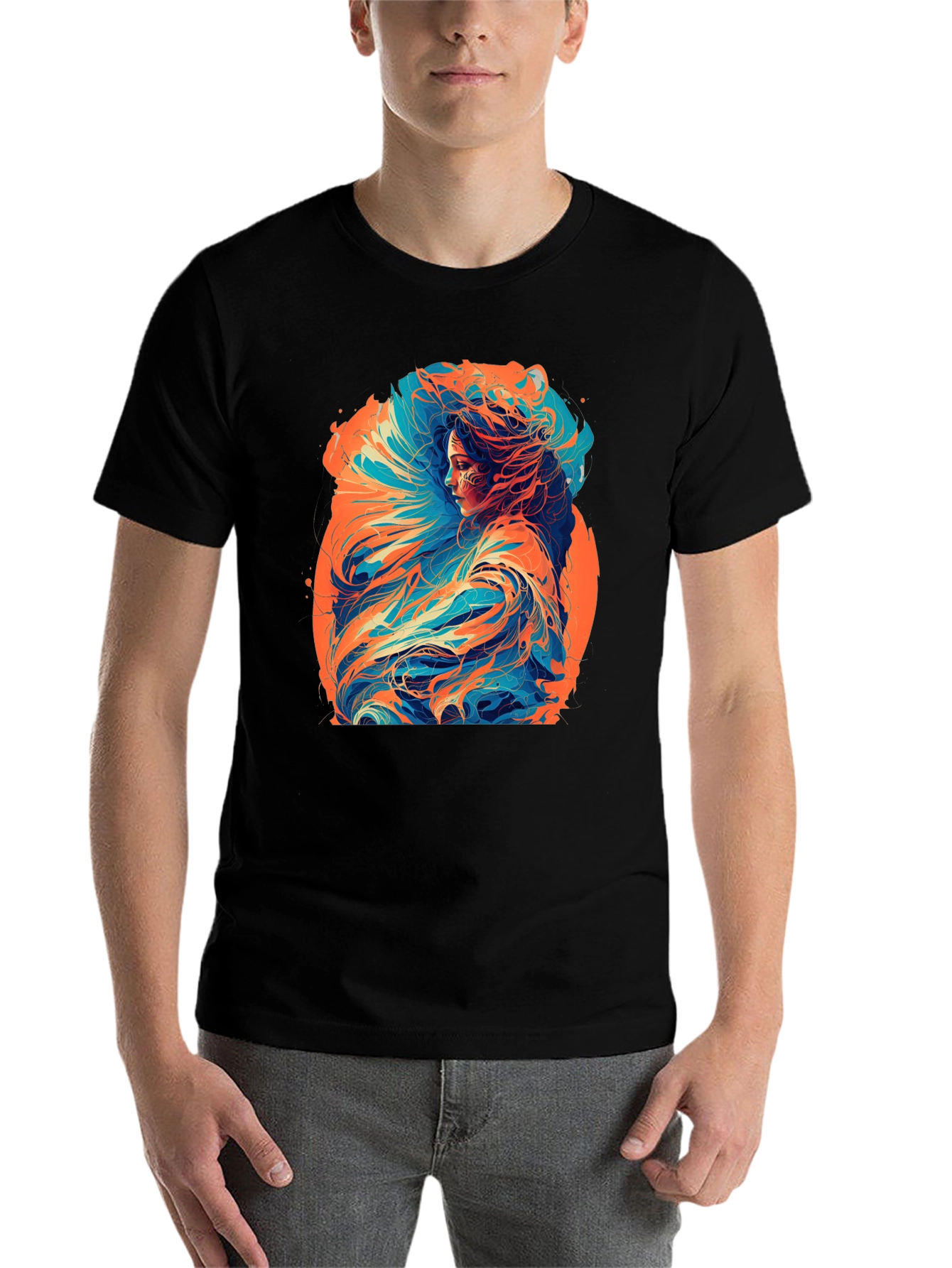Black Artistic Woman Graphic Black T-Shirt view 7