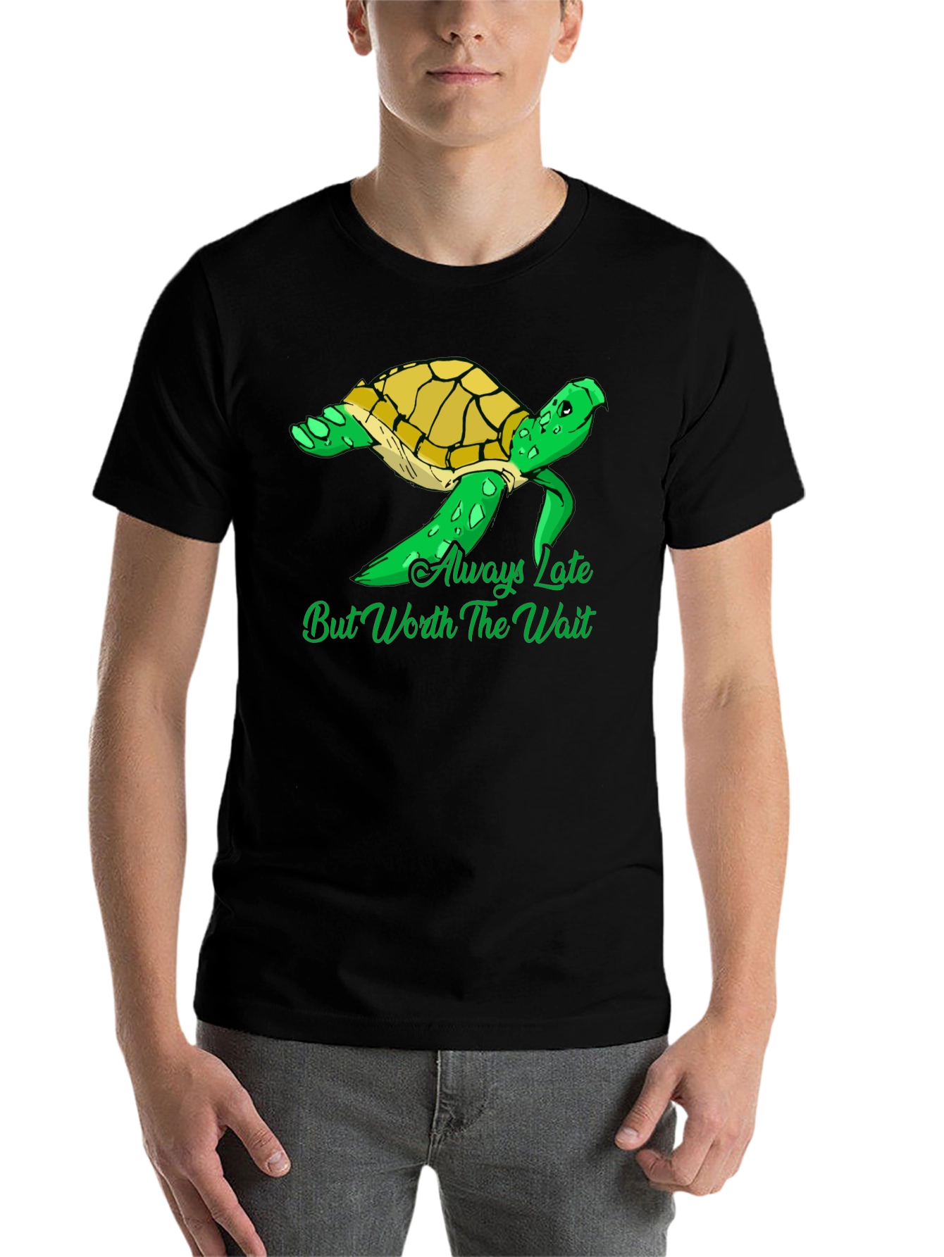 Black Always Late Turtle Graphic T-Shirt view 7