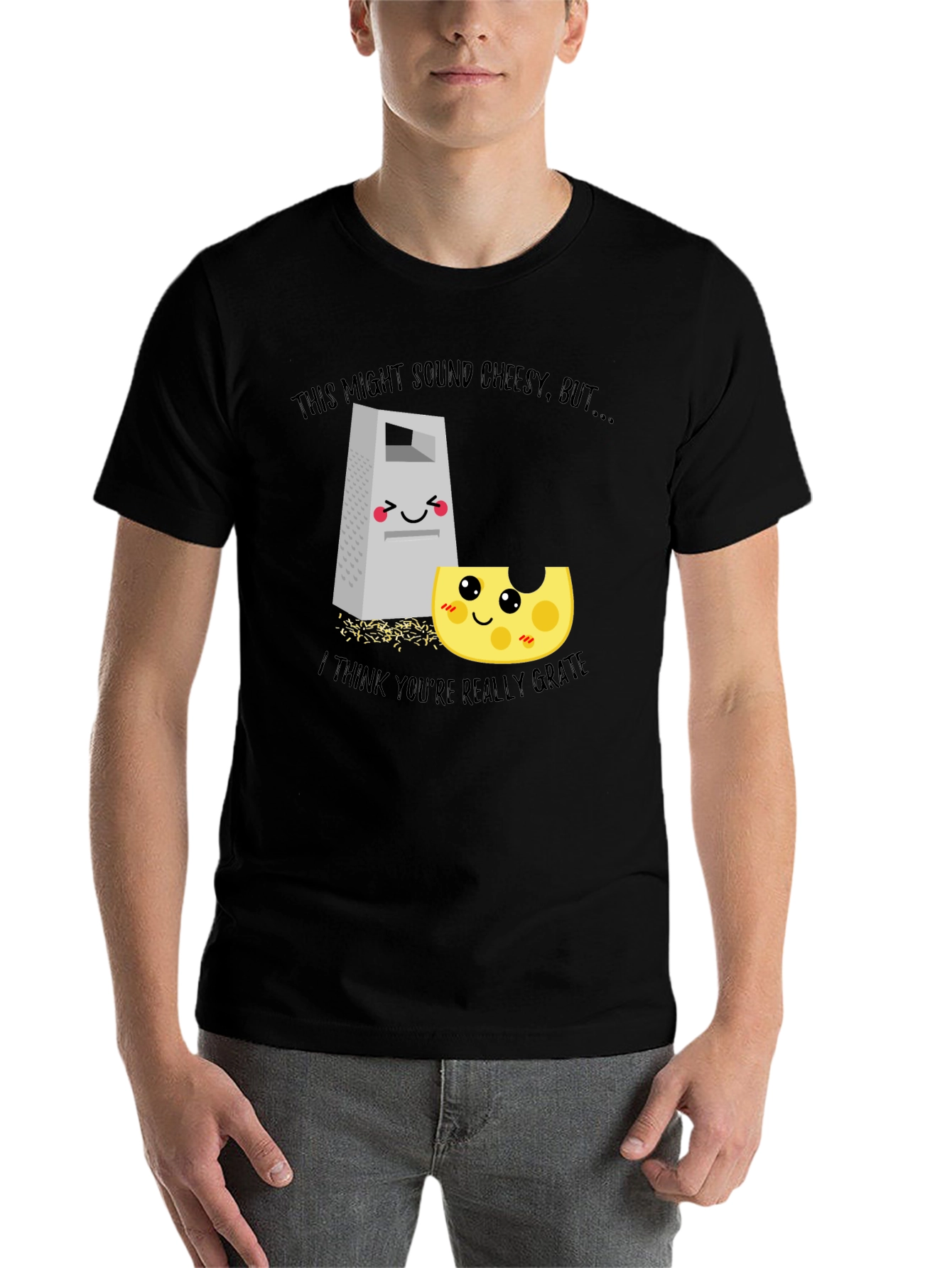 Black Funny "Cheesy Grate" Graphic T-Shirt view 7