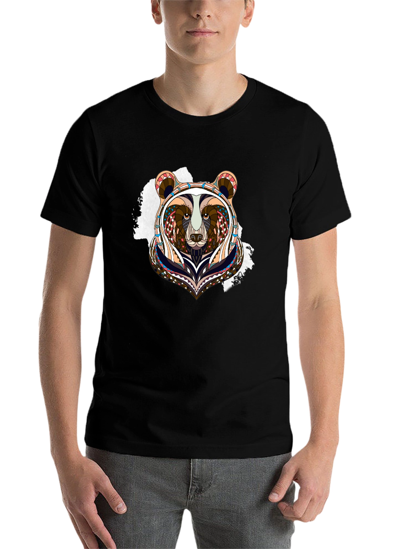 Black Bear Graphic Tee - Unique Tribal Design view 7