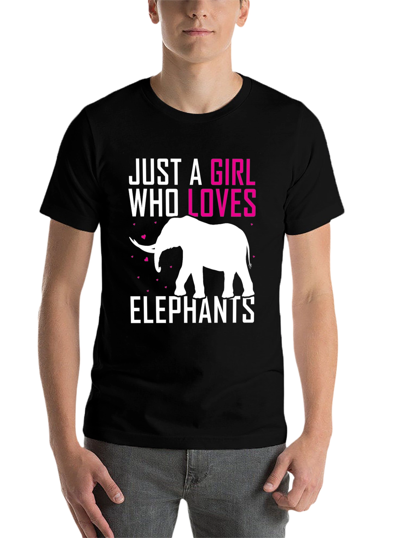 Black Just a Girl Who Loves Elephants T-Shirt view 7