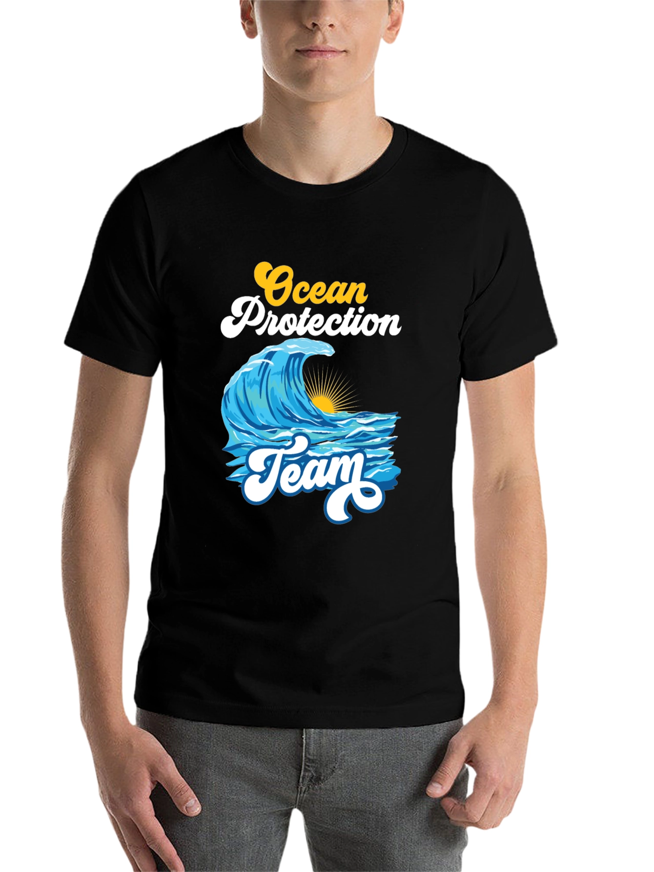 Black Ocean Protection Team Black T-Shirt view 7