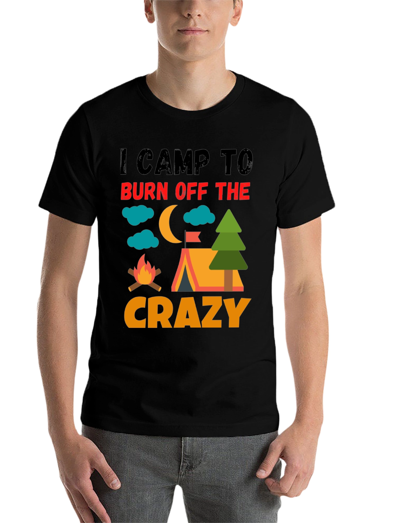 Black I Camp To Burn Off The Crazy Camping T-Shirt view 7