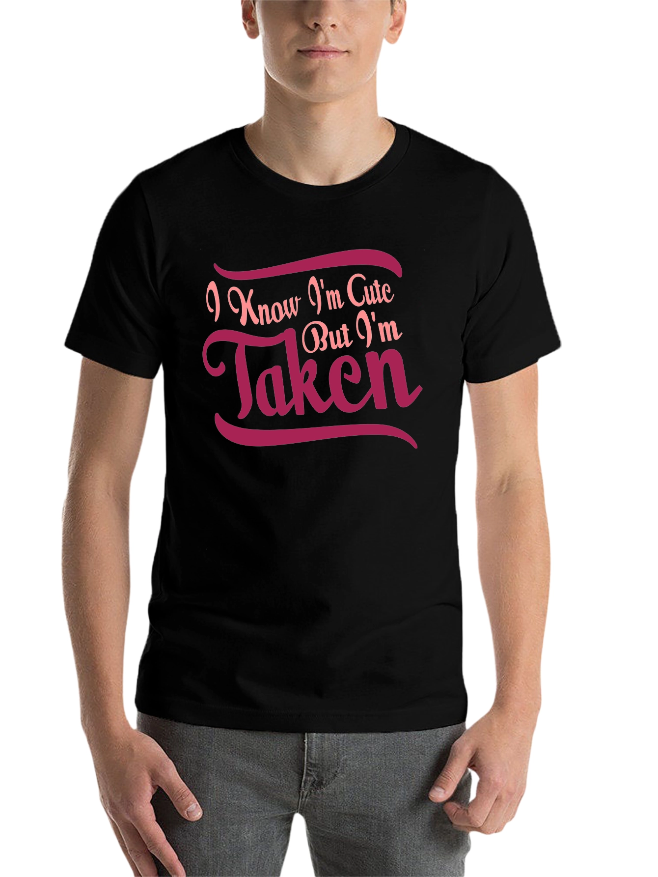 Black Cute But Taken Graphic Tee - Black Cotton T-Shirt view 7