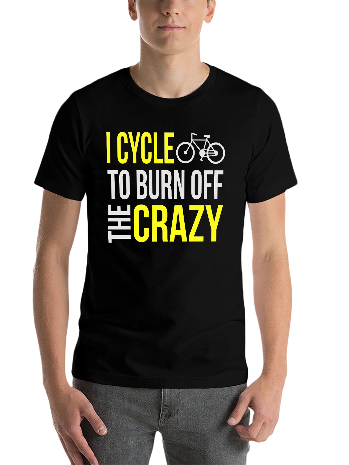 Black I Cycle to Burn Off The Crazy Black T-Shirt view 7