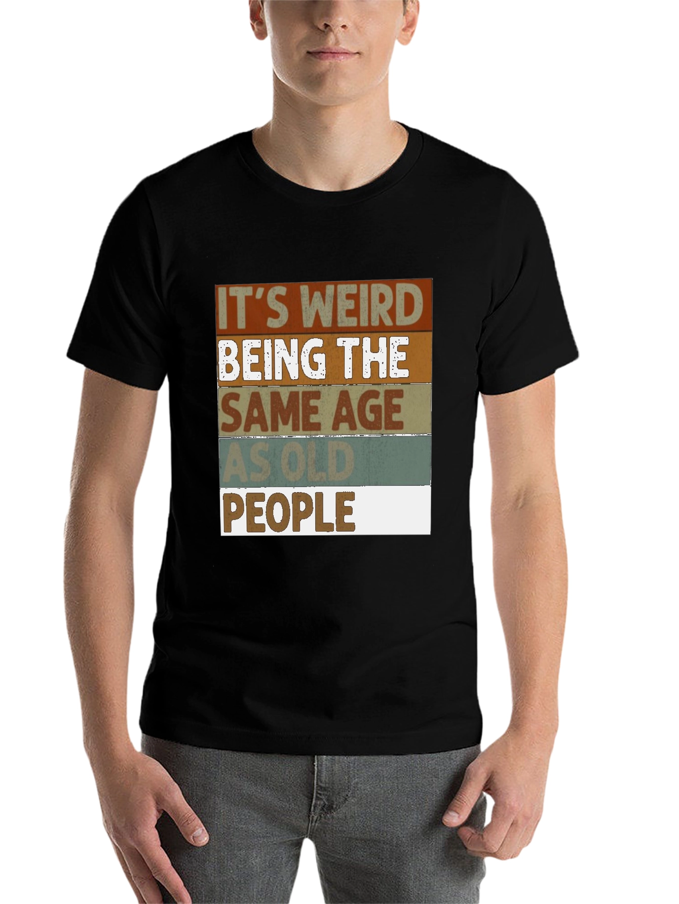 Black Funny "Same Age as Old People" Graphic Tee view 7