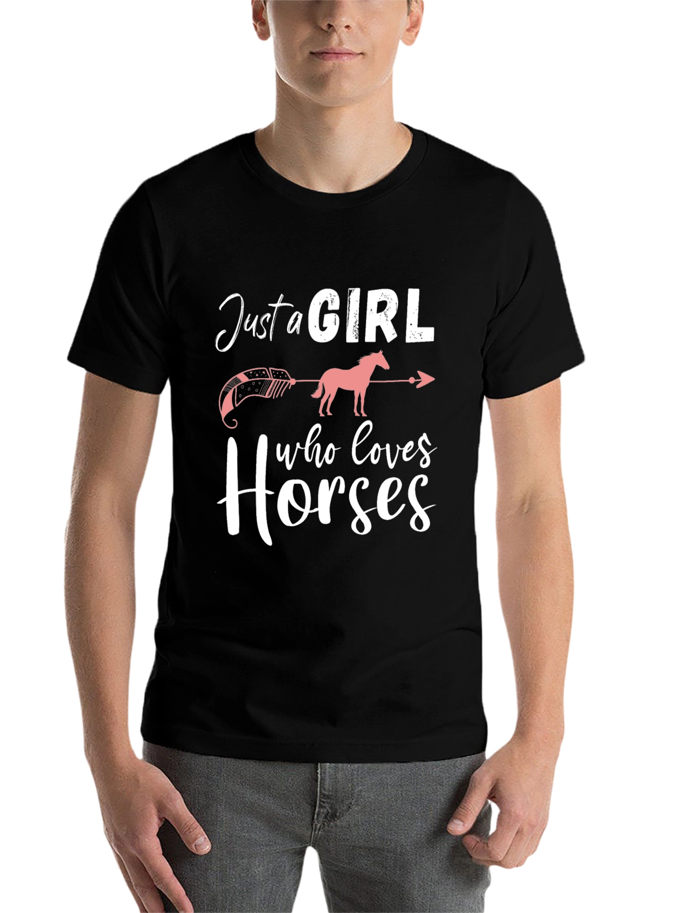 Black Just a Girl Who Loves Horses T-Shirt view 7