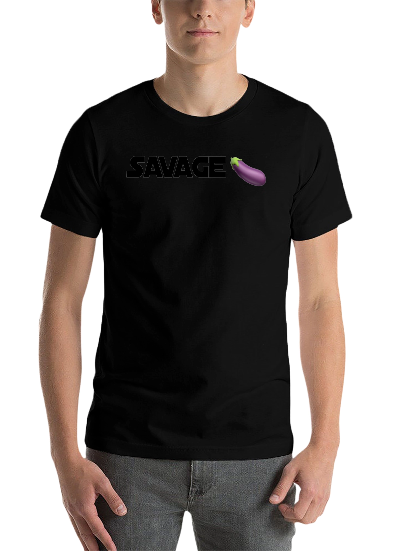 Black Savage Eggplant Graphic Tee - Unisex Black T-Shirt view 7