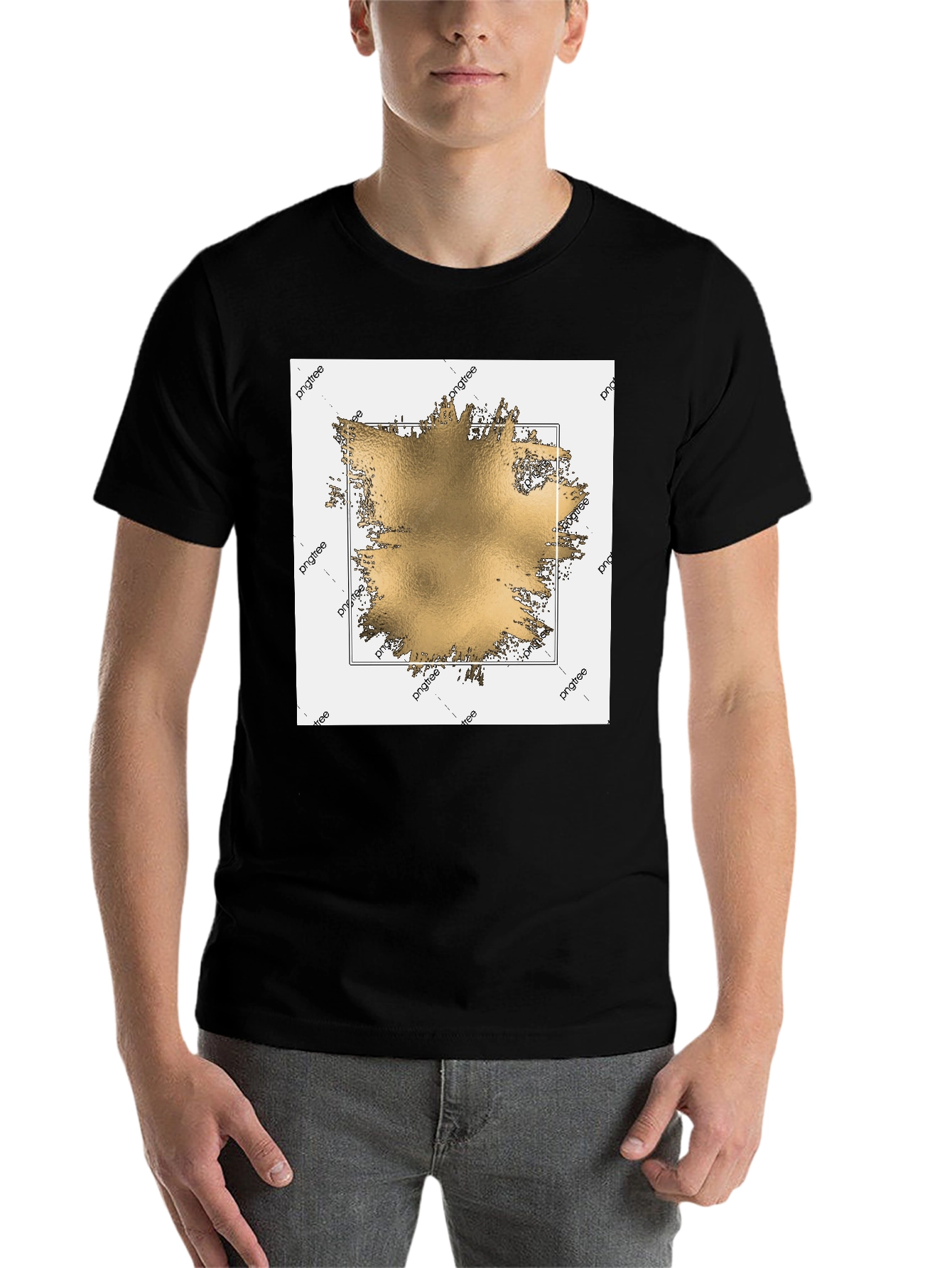 Black Modern Gold Graphic Black T-Shirt view 7