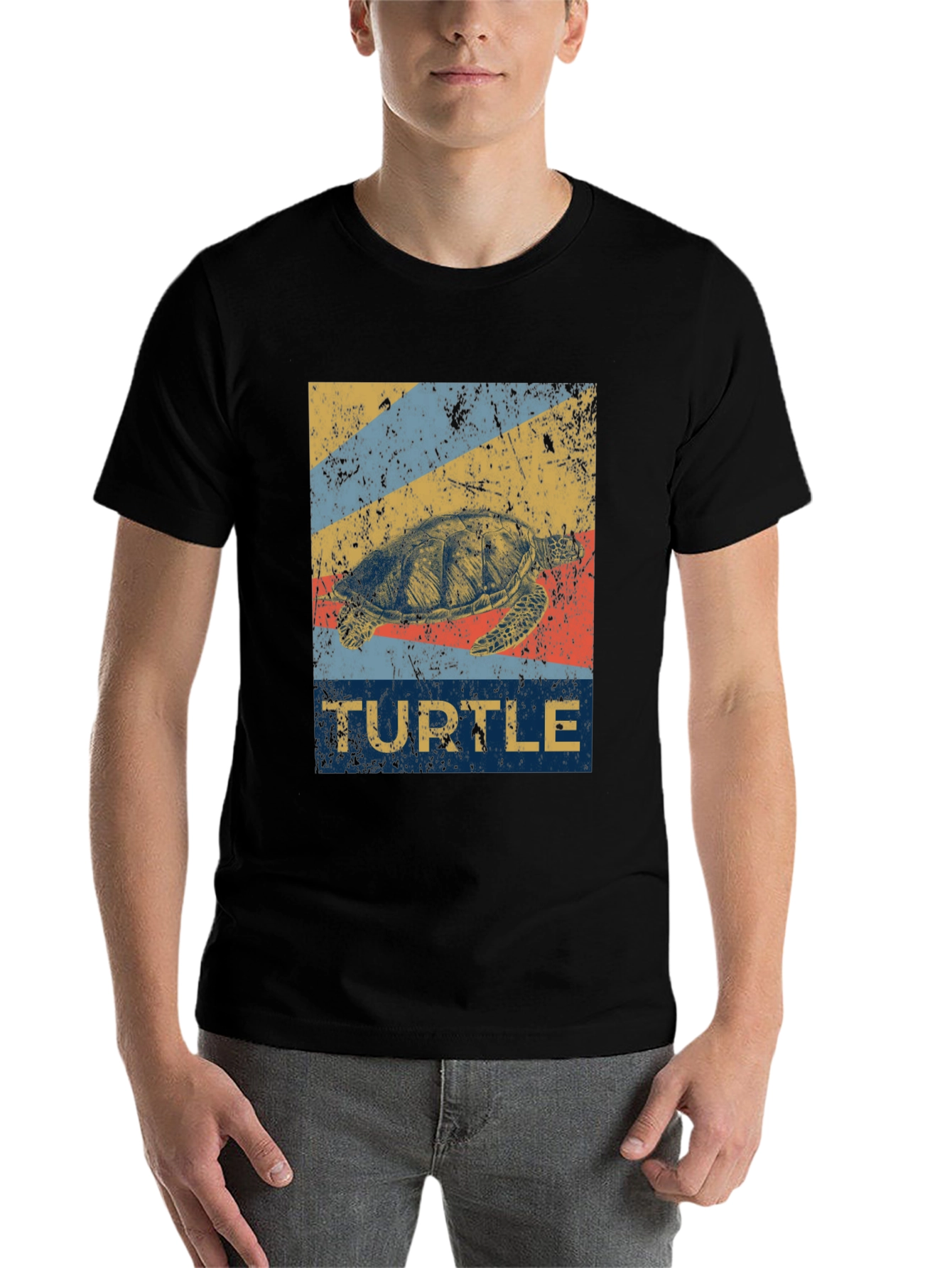 Black Vintage Turtle T-Shirt - Retro Sea Life Graphic Tee view 7