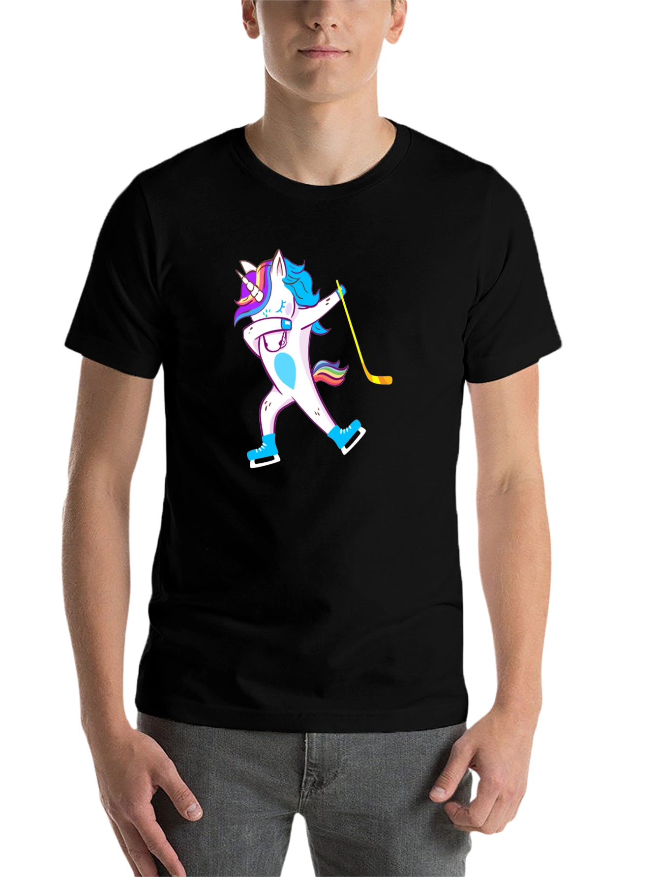 Black Unicorn Dab Hockey T-Shirt - Black view 7