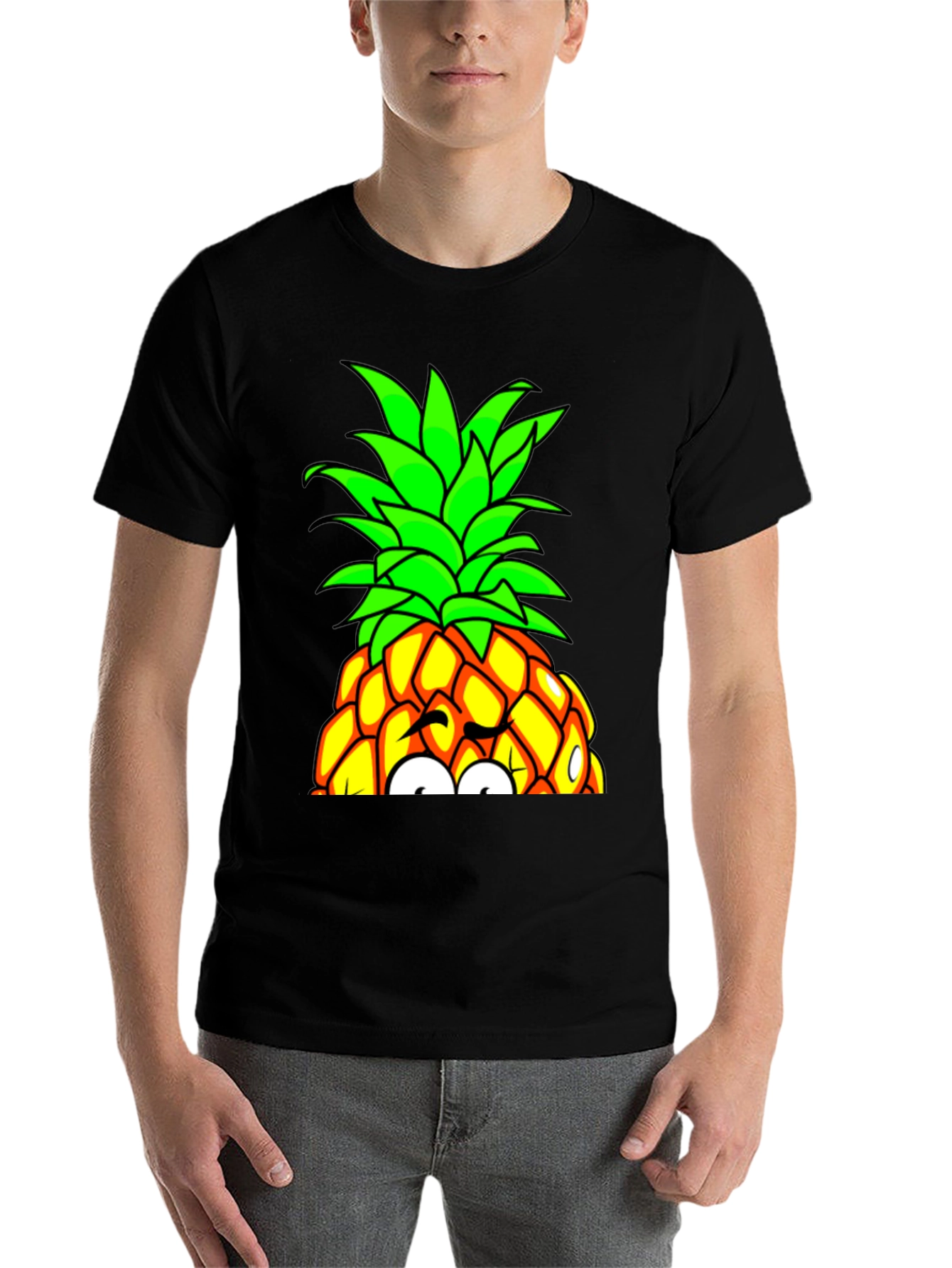 Black Fun Pineapple Graphic Tee - Quirky Design view 7