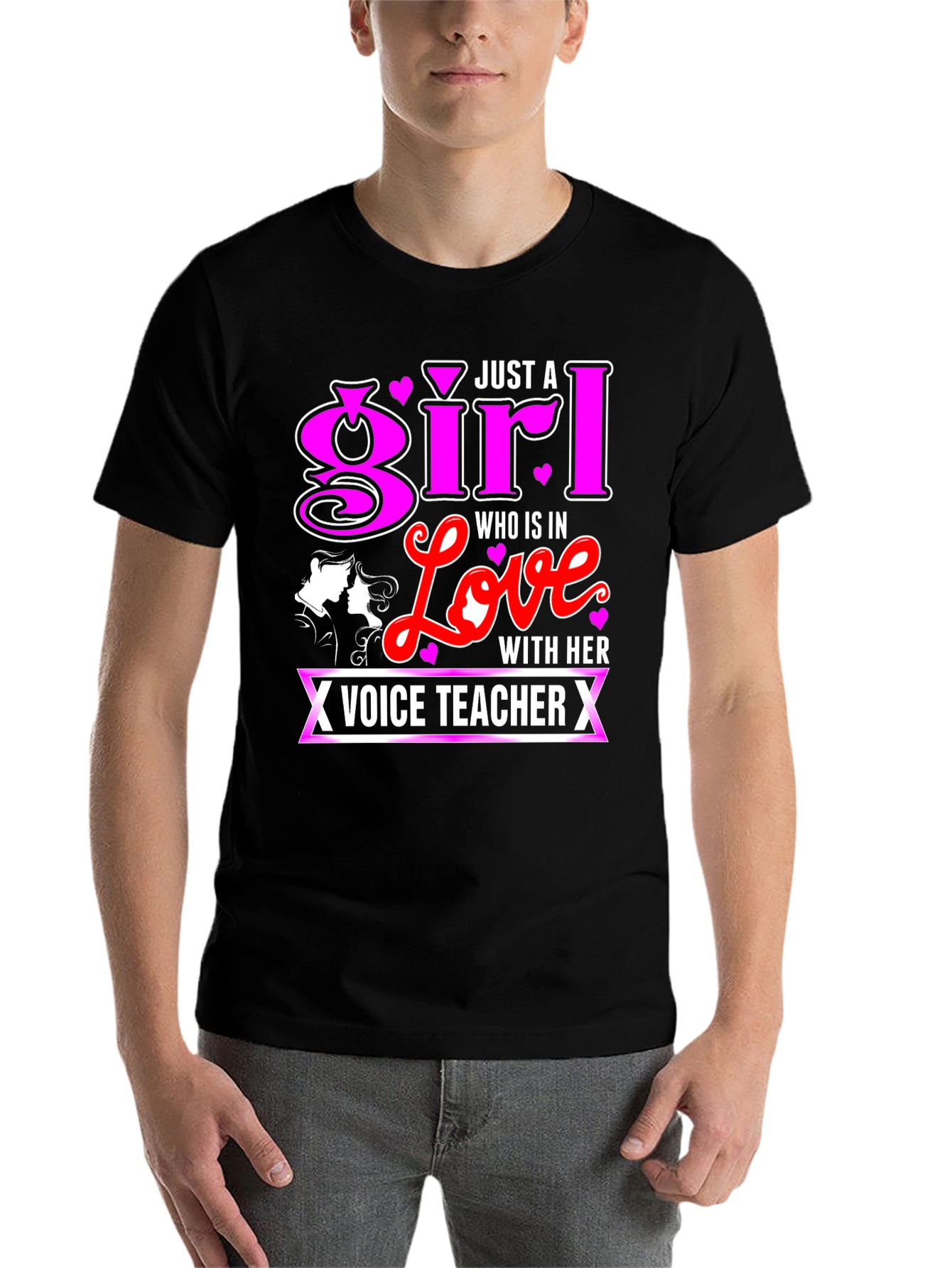 Black Just a Girl in Love with Her Voice Teacher T-Shirt view 7