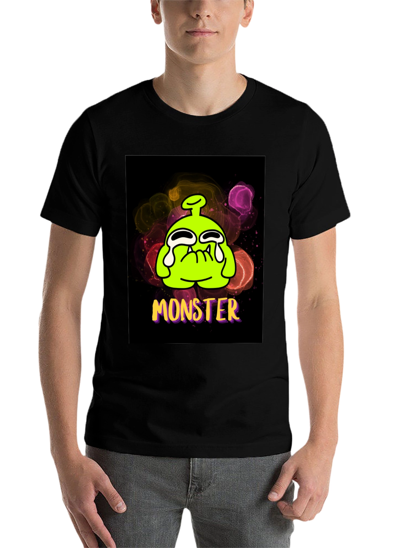 Black Monster Graphic Tee - Funny Cartoon Alien T-Shirt view 7