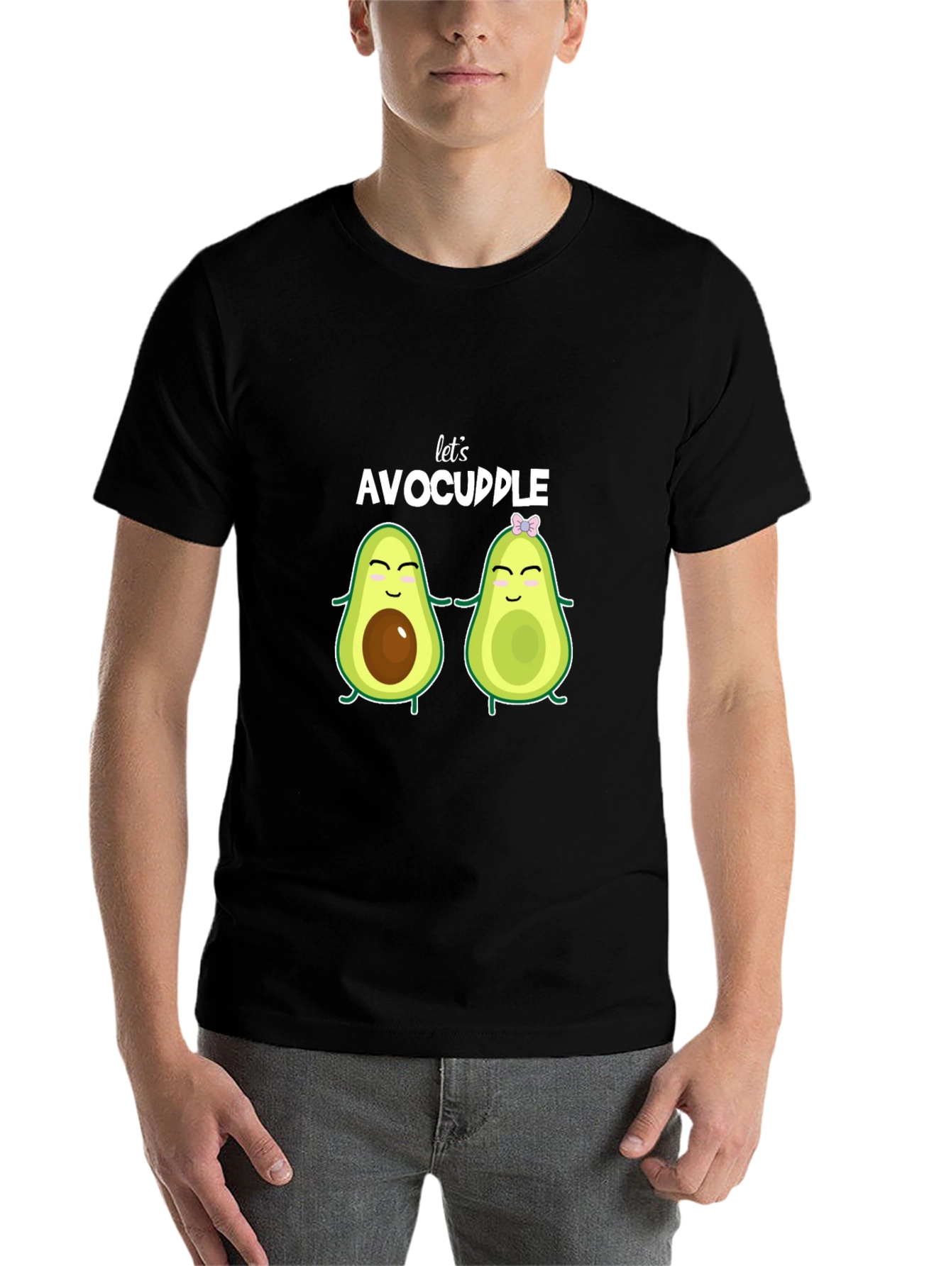 Black Let's Avocuddle Black T-Shirt view 7