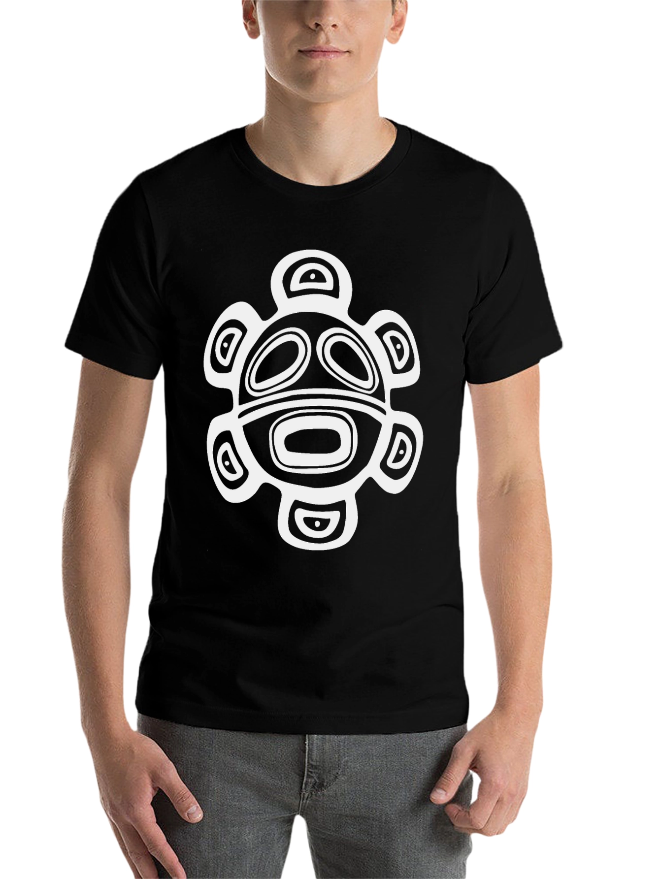 Black Tribal Turtle Graphic Tee - Men's Black T-Shirt view 7