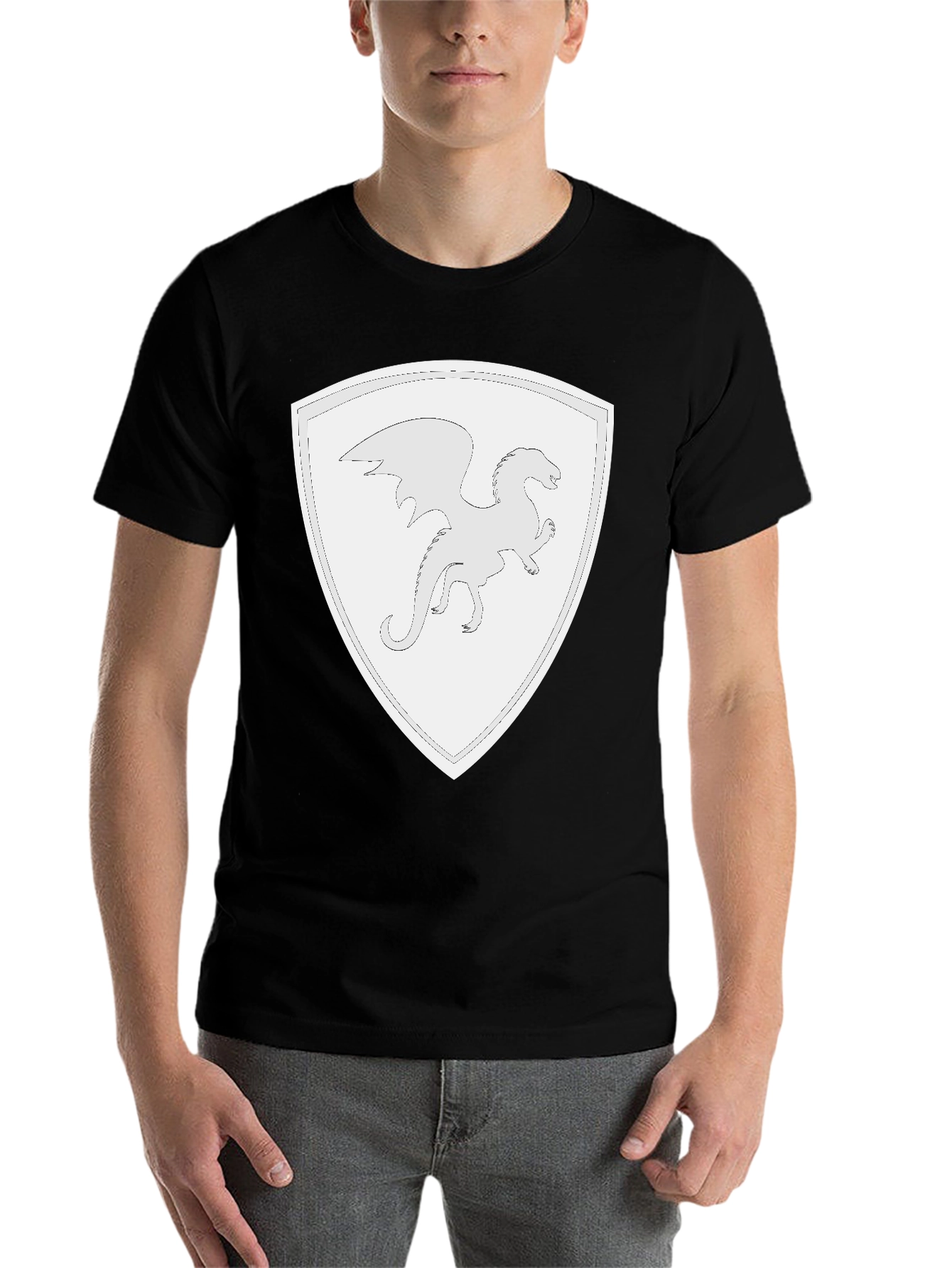 Black Dragon Shield Black T-Shirt - Fantasy Tee view 7
