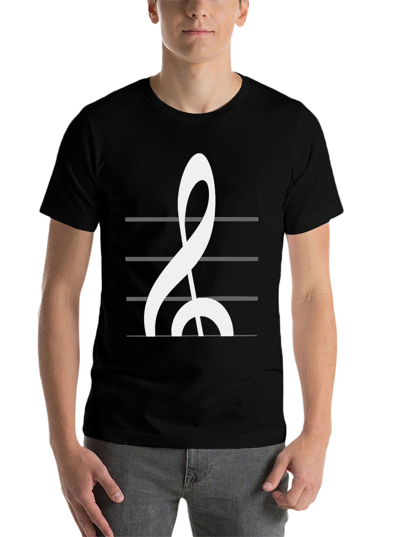 Black Musical Treble Clef Graphic Tee view 7