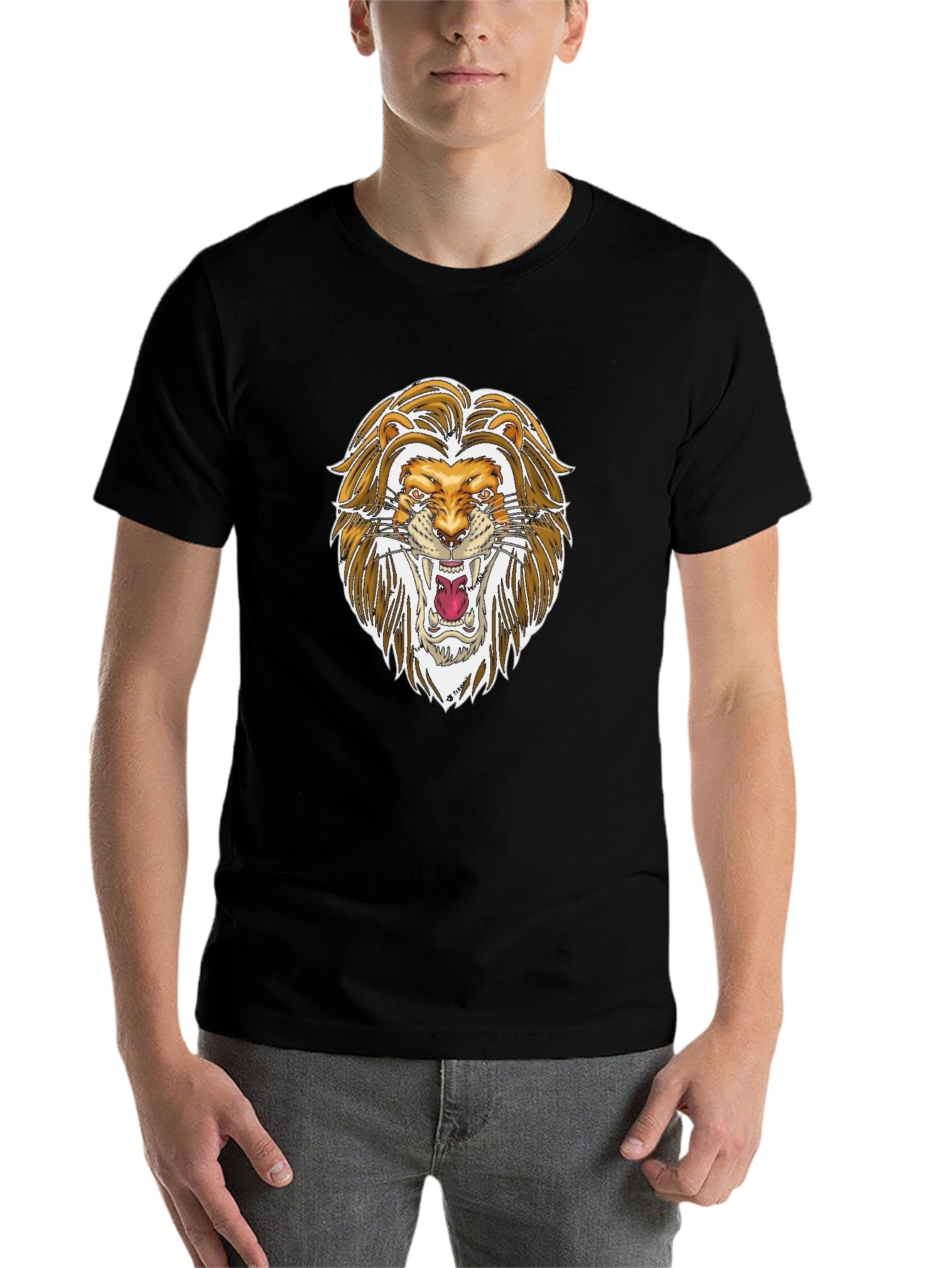 Black Lion Graphic Black T-Shirt | Bold Animal Print Tee view 7