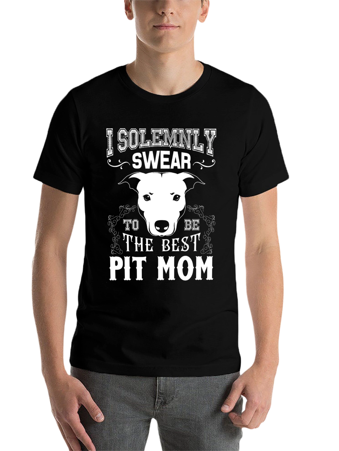 Black I Solemnly Swear Pit Mom T-Shirt view 7