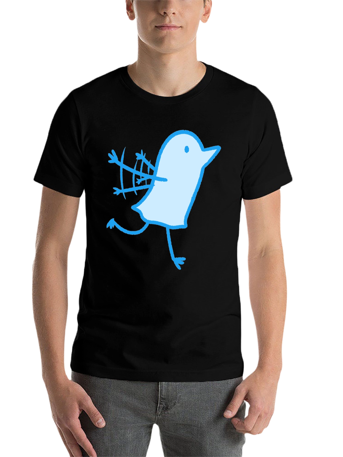Black Novelty Bird Graphic Black T-Shirt view 7