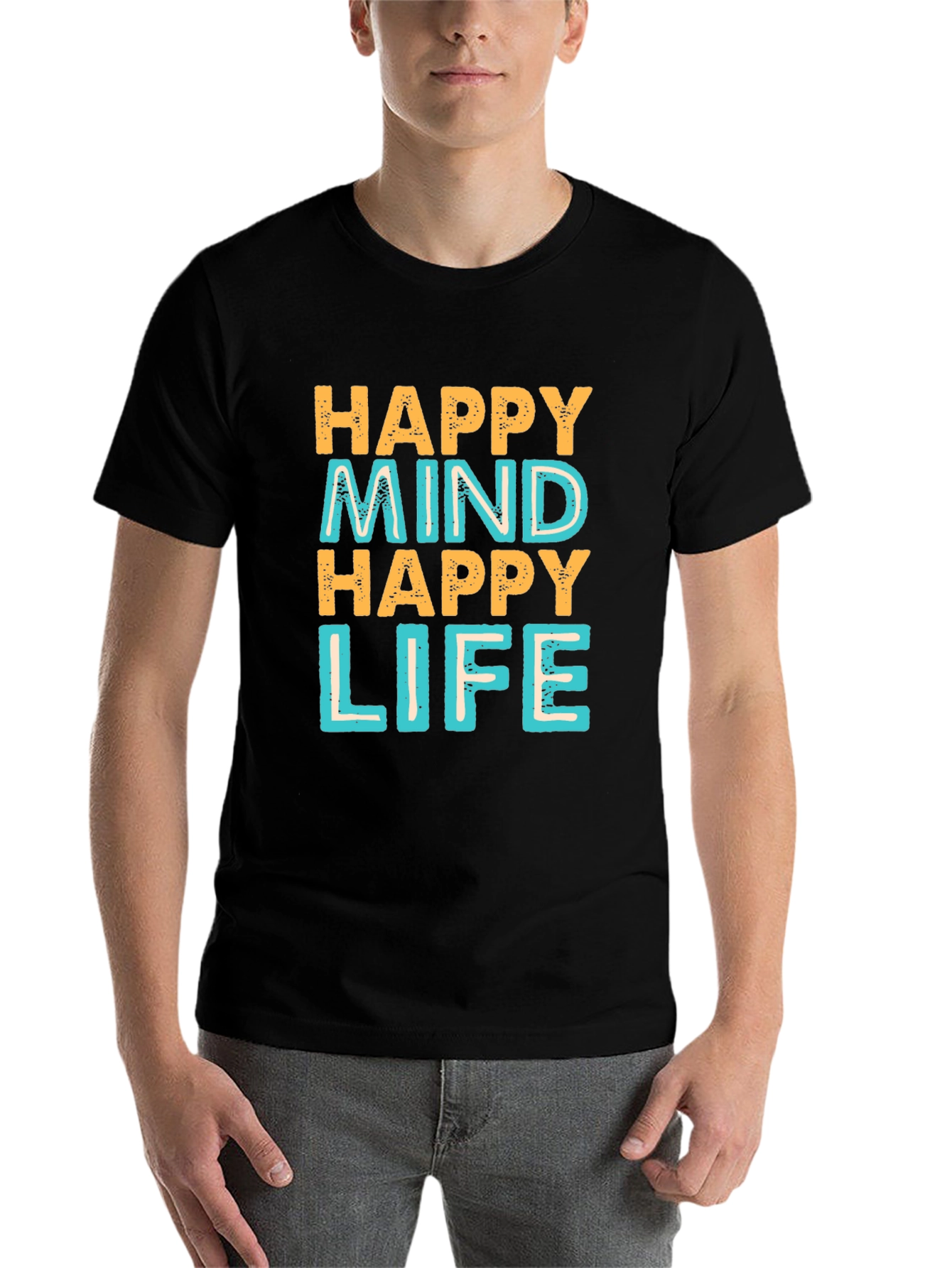 Black Happy Mind Happy Life Graphic Tee view 7