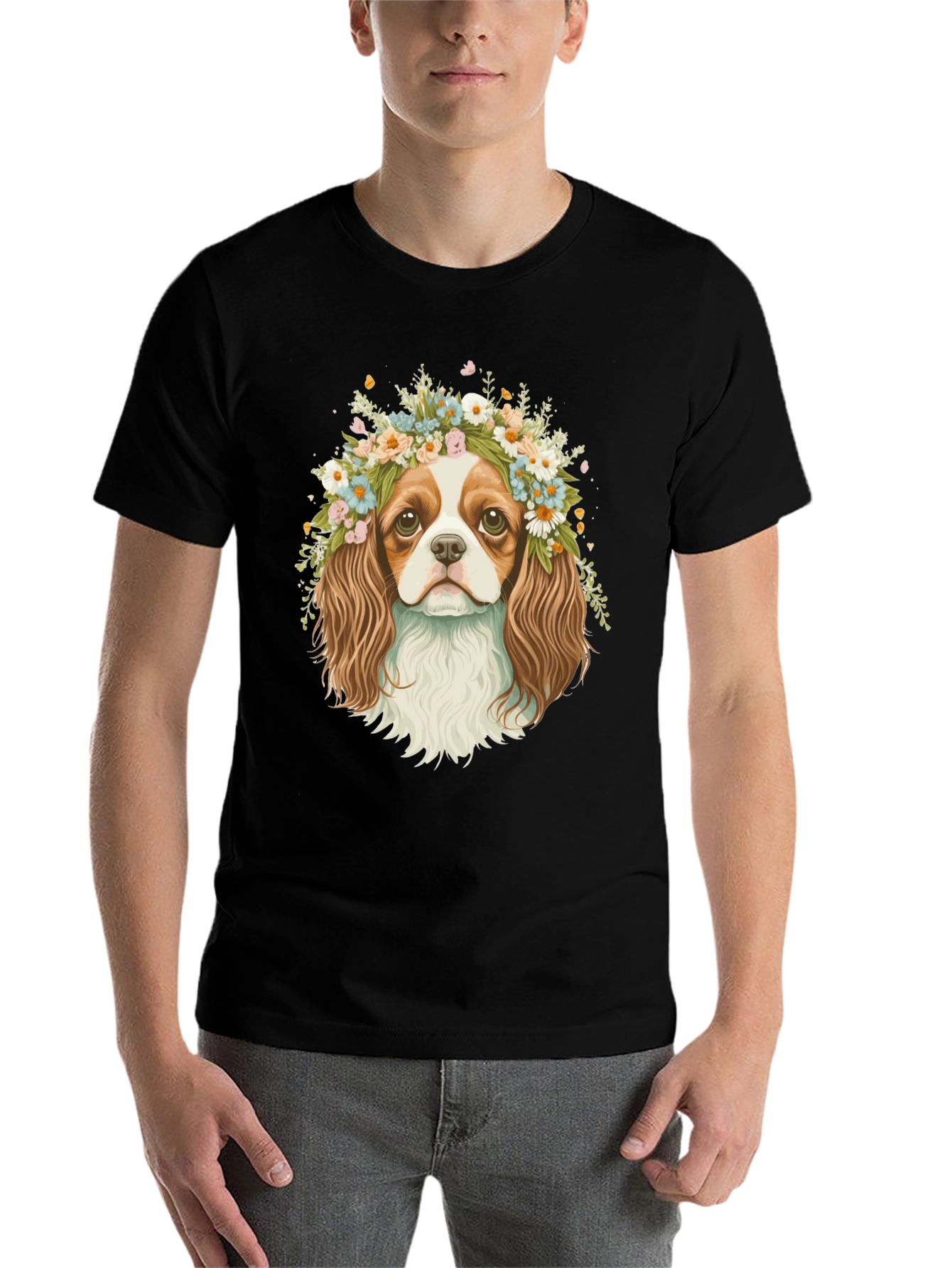 Dog with Flower Crown Graphic Tee - 7