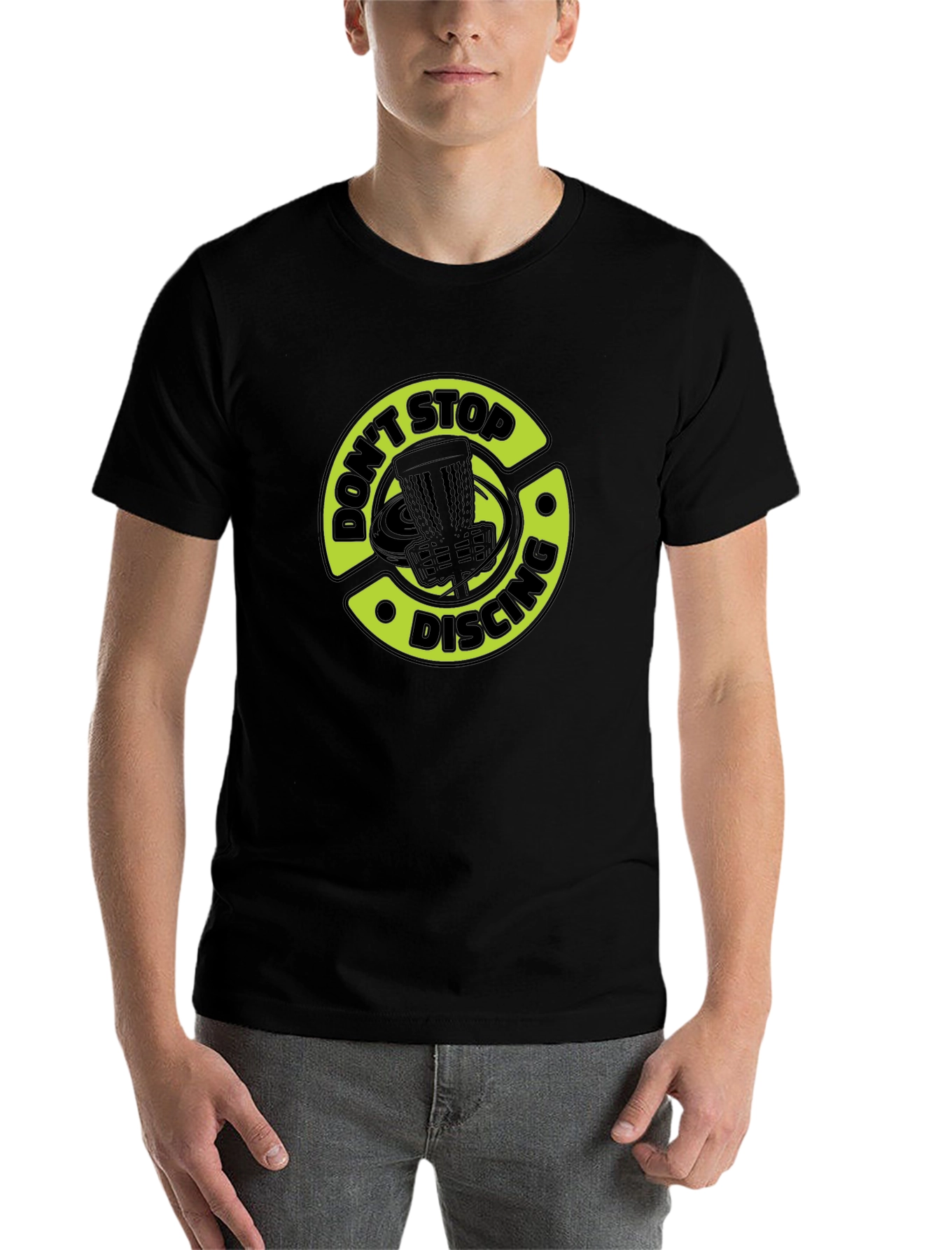 Black Don't Stop Discing T-Shirt, Disc Golf Apparel view 7
