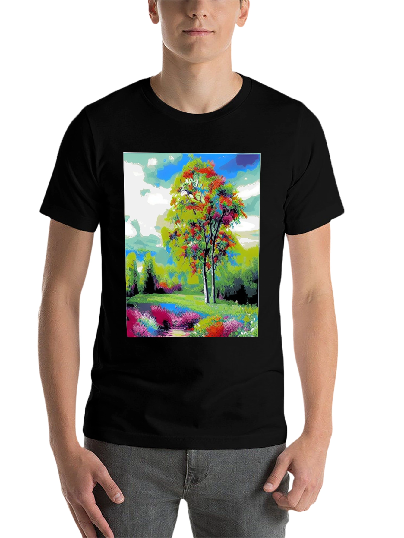 Black Nature Art T-Shirt view 7