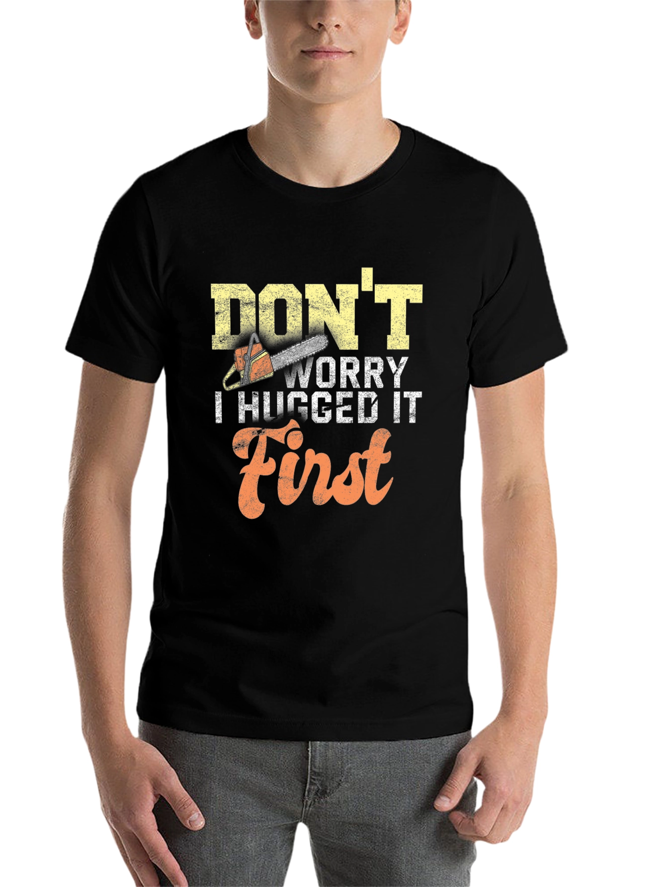 Black Don't Worry I Hugged It First Men's T-Shirt view 7