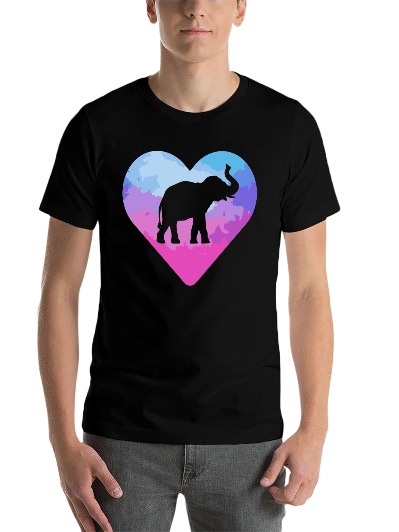 Black Elephant Heart Graphic Tee - Trendy Animal Lover Shirt view 7